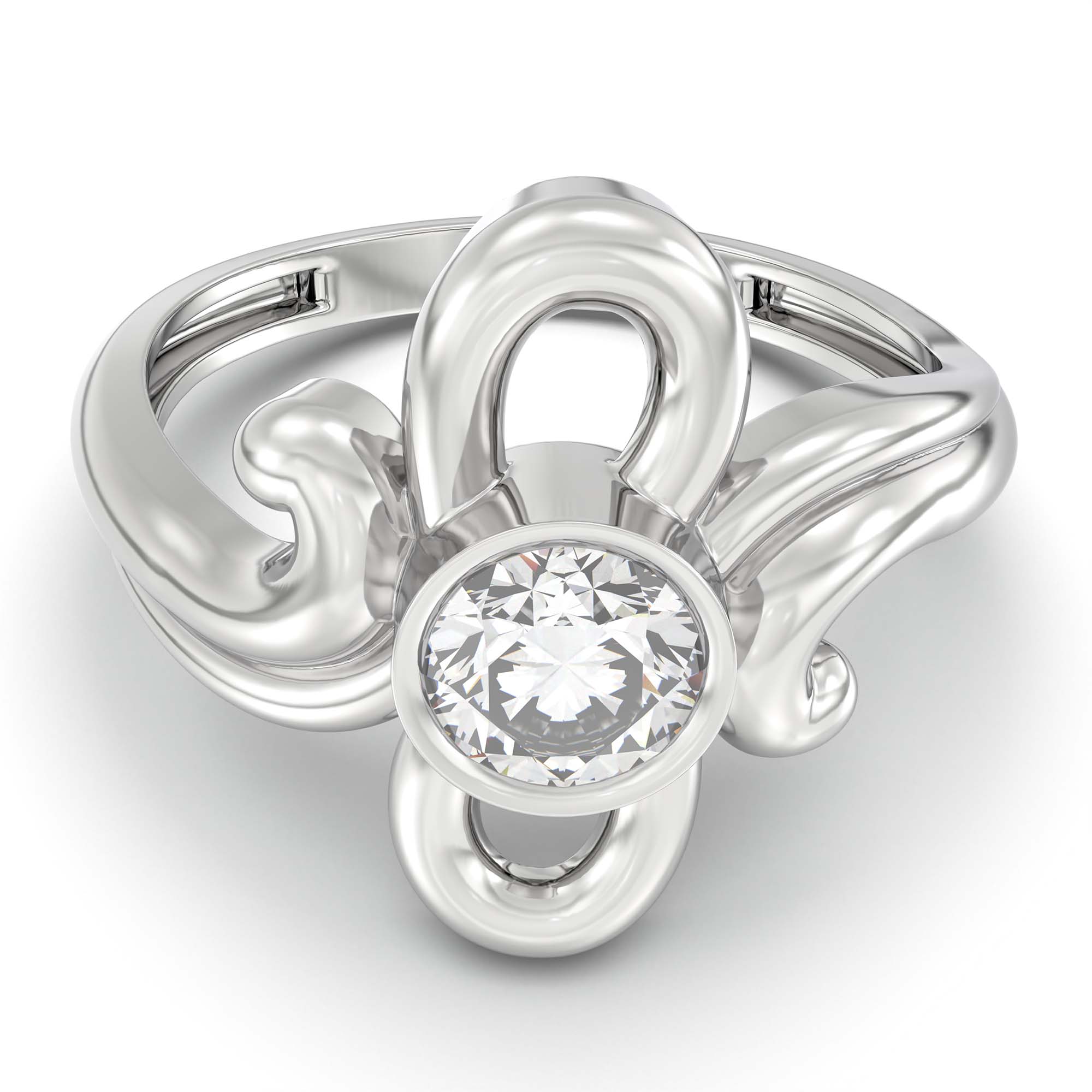 Lab-Grown Diamond Solitaire Ring for Women in 18K White Gold – 0.5 Ct Round, 3 g (Design K13-18-BBZAA) thumbnail