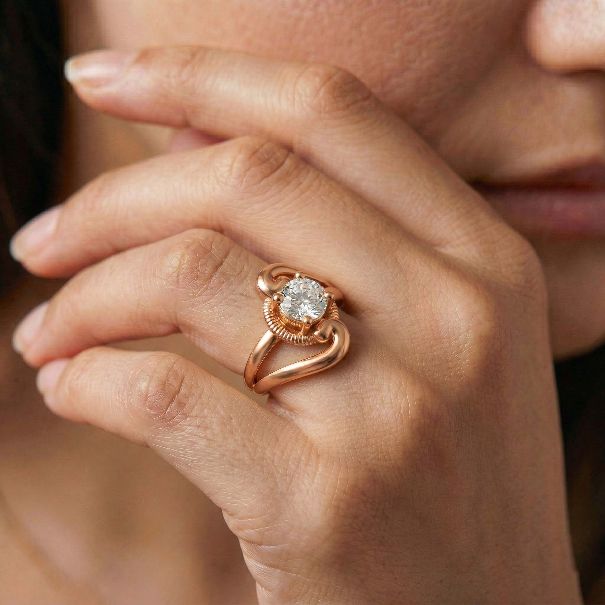Lab-Grown Diamond Solitaire Ring for Women in 18K Rose Gold – 0.5 Ct Round, 3 g (Design K13-19-APGAA) thumbnail