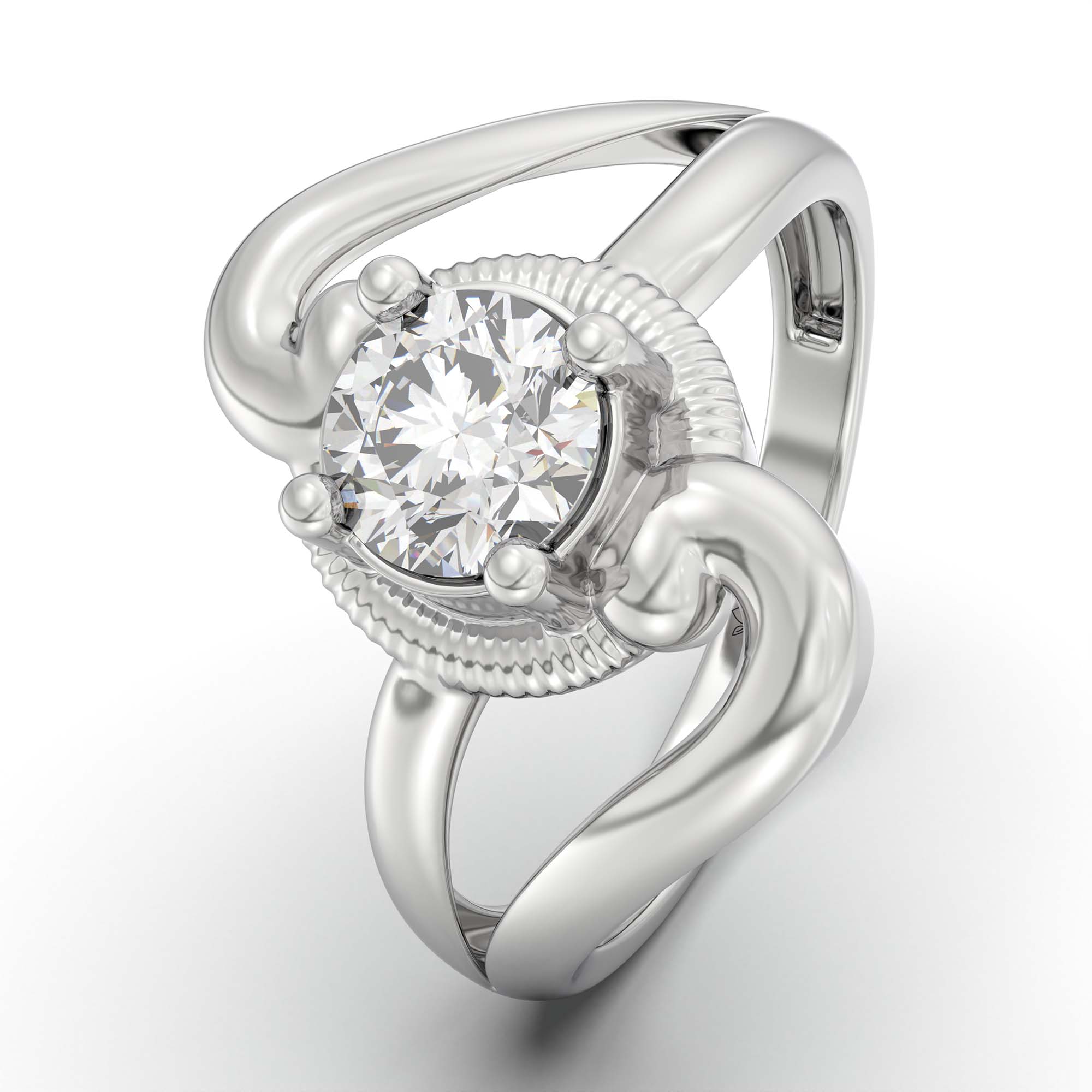 Lab-Grown Diamond Solitaire Ring for Women in 18K White Gold – 0.5 Ct Round, 3 g (Design K13-19-APGAA) thumbnail