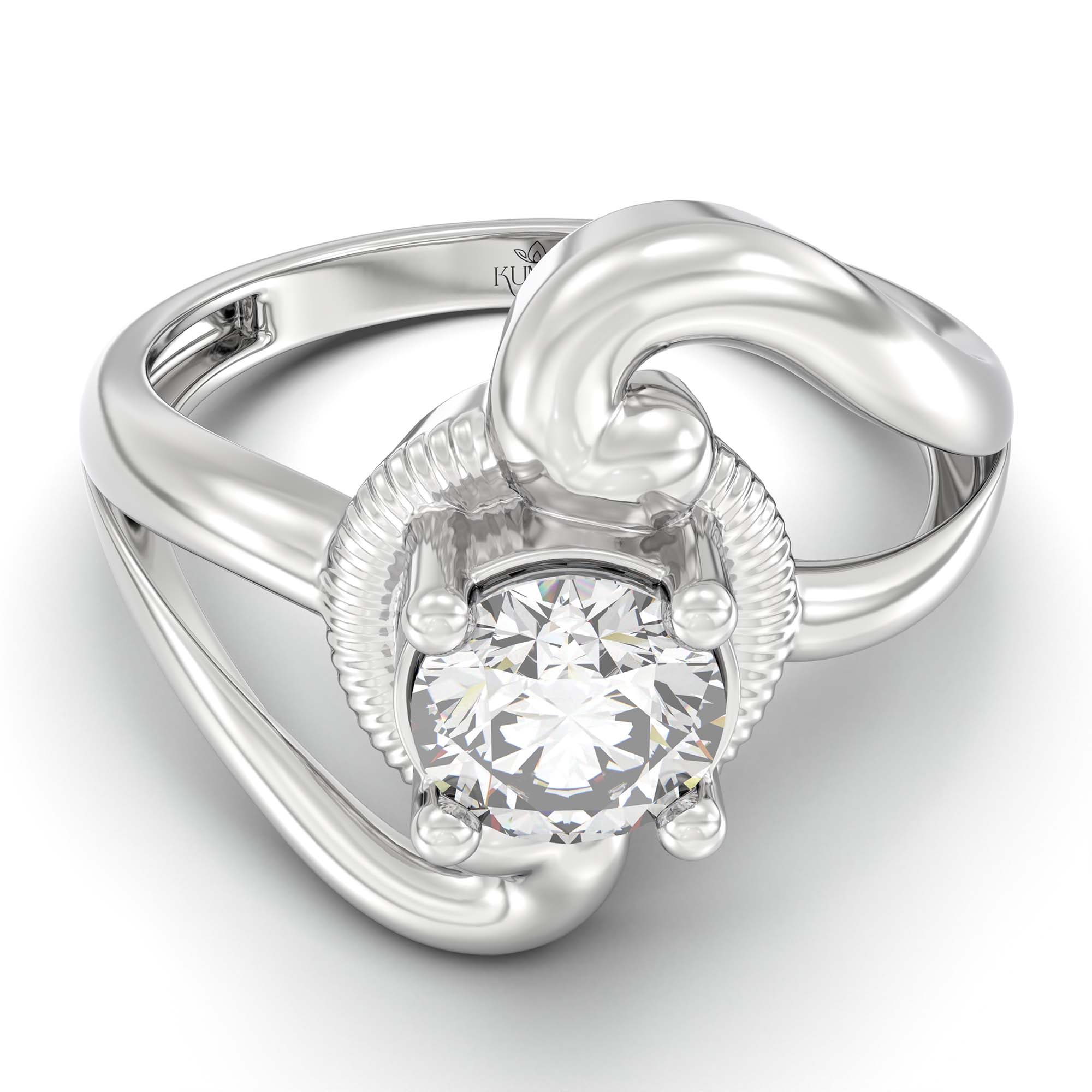 Lab-Grown Diamond Solitaire Ring for Women in 18K White Gold – 0.5 Ct Round, 3 g (Design K13-19-APGAA) thumbnail