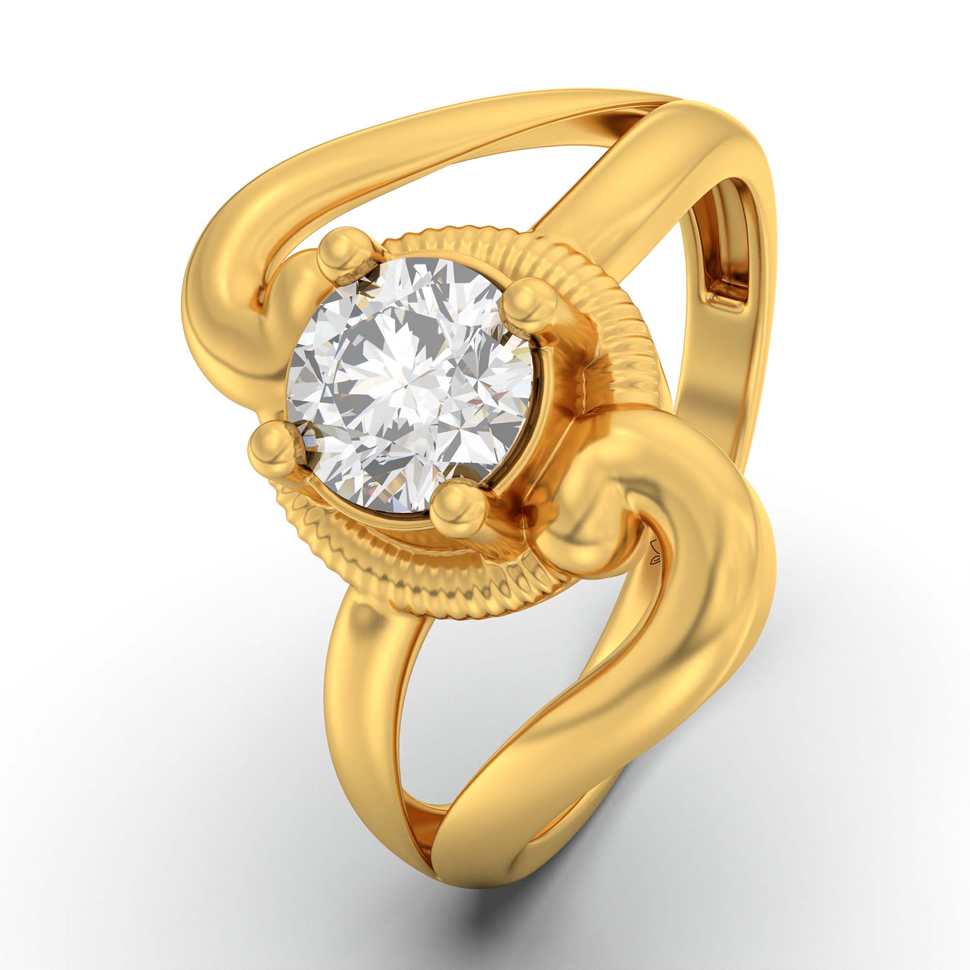 Lab-Grown Diamond Solitaire Ring for Women in 22K Yellow Gold – 0.5 Ct Round, 3 g (Design K13-19-APGAA) thumbnail