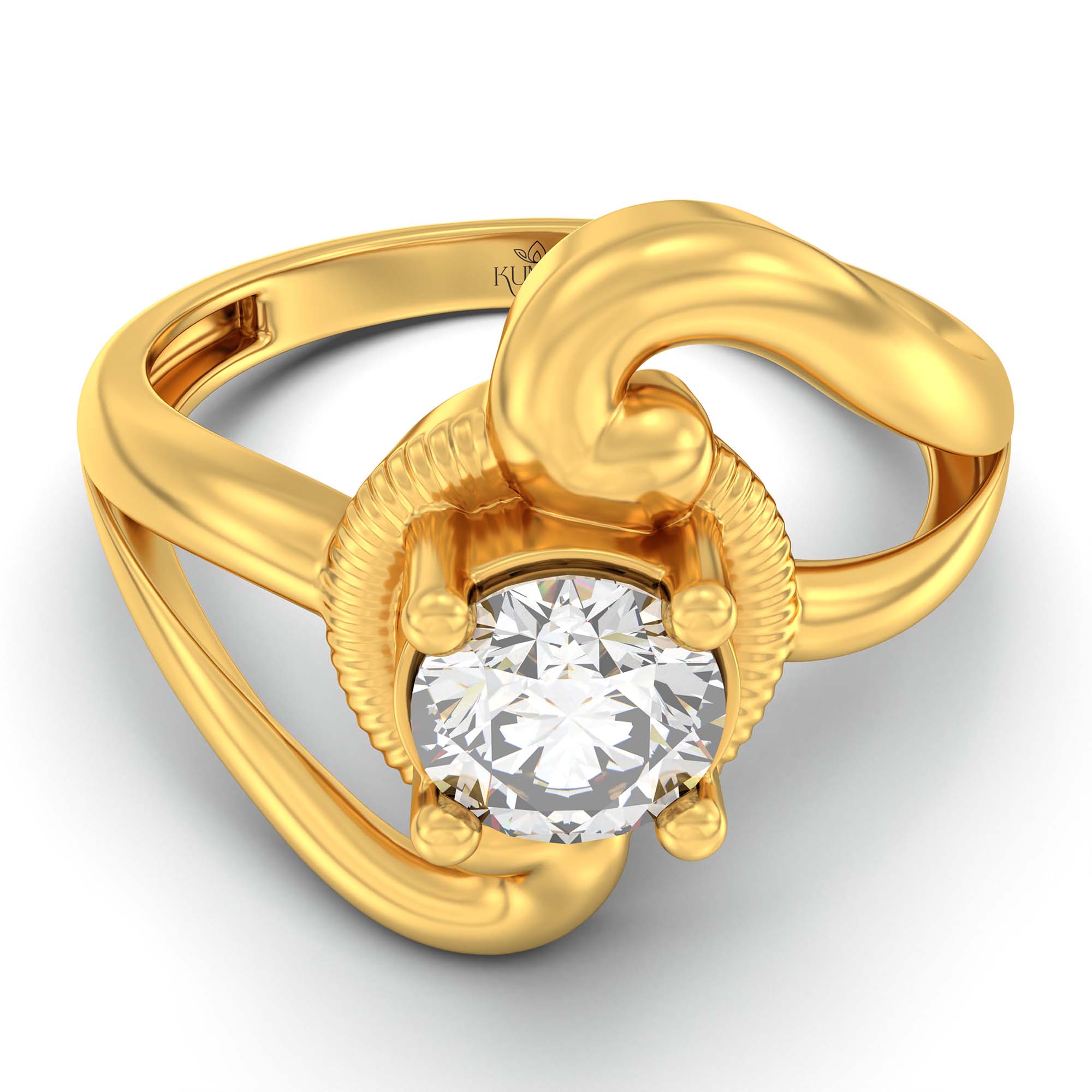 Lab-Grown Diamond Solitaire Ring for Women in 22K Yellow Gold – 0.5 Ct Round, 3 g (Design K13-19-APGAA) thumbnail