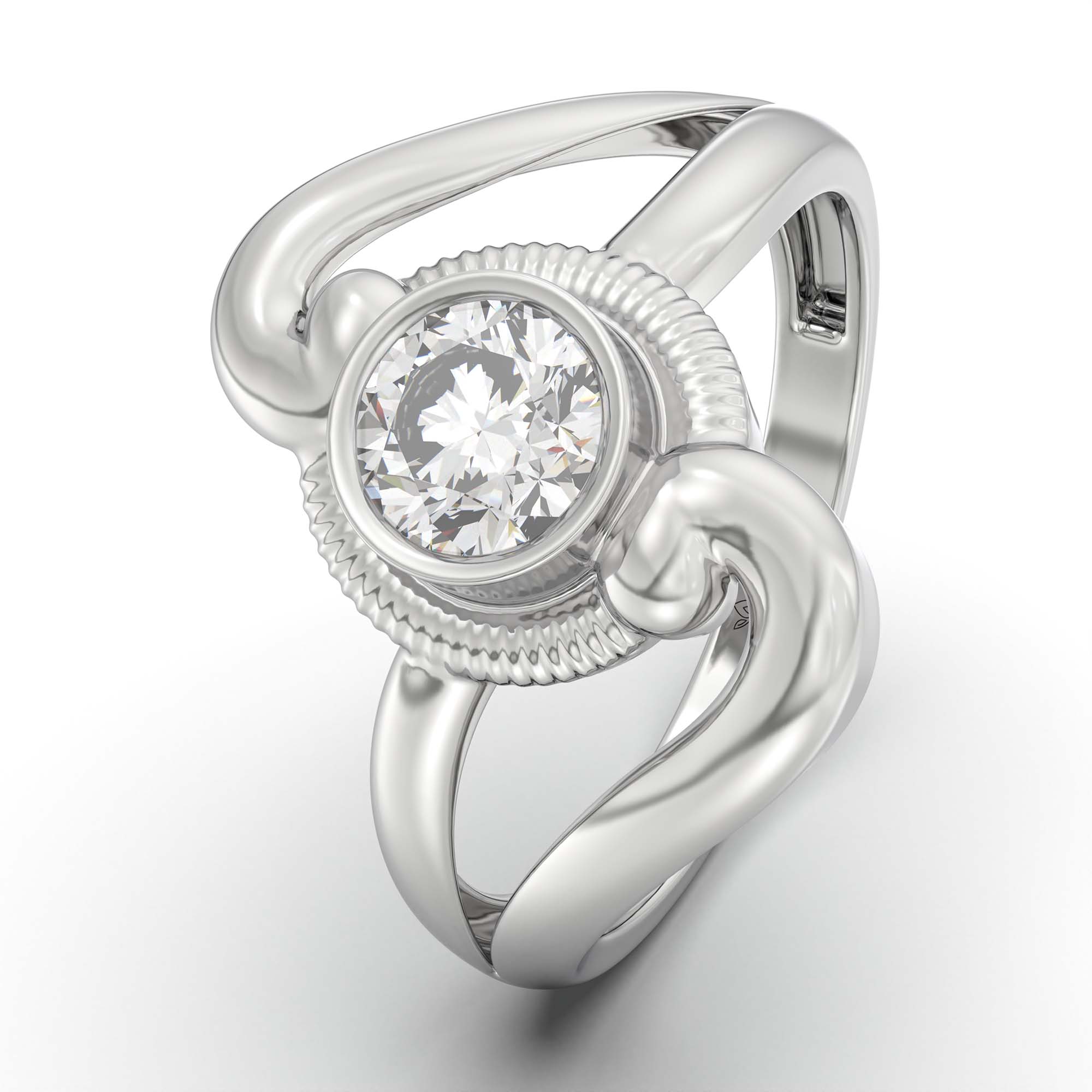 Lab-Grown Diamond Solitaire Ring for Women in 18K White Gold – 0.5 Ct Round, 3 g (Design K13-19-BBZAA) thumbnail