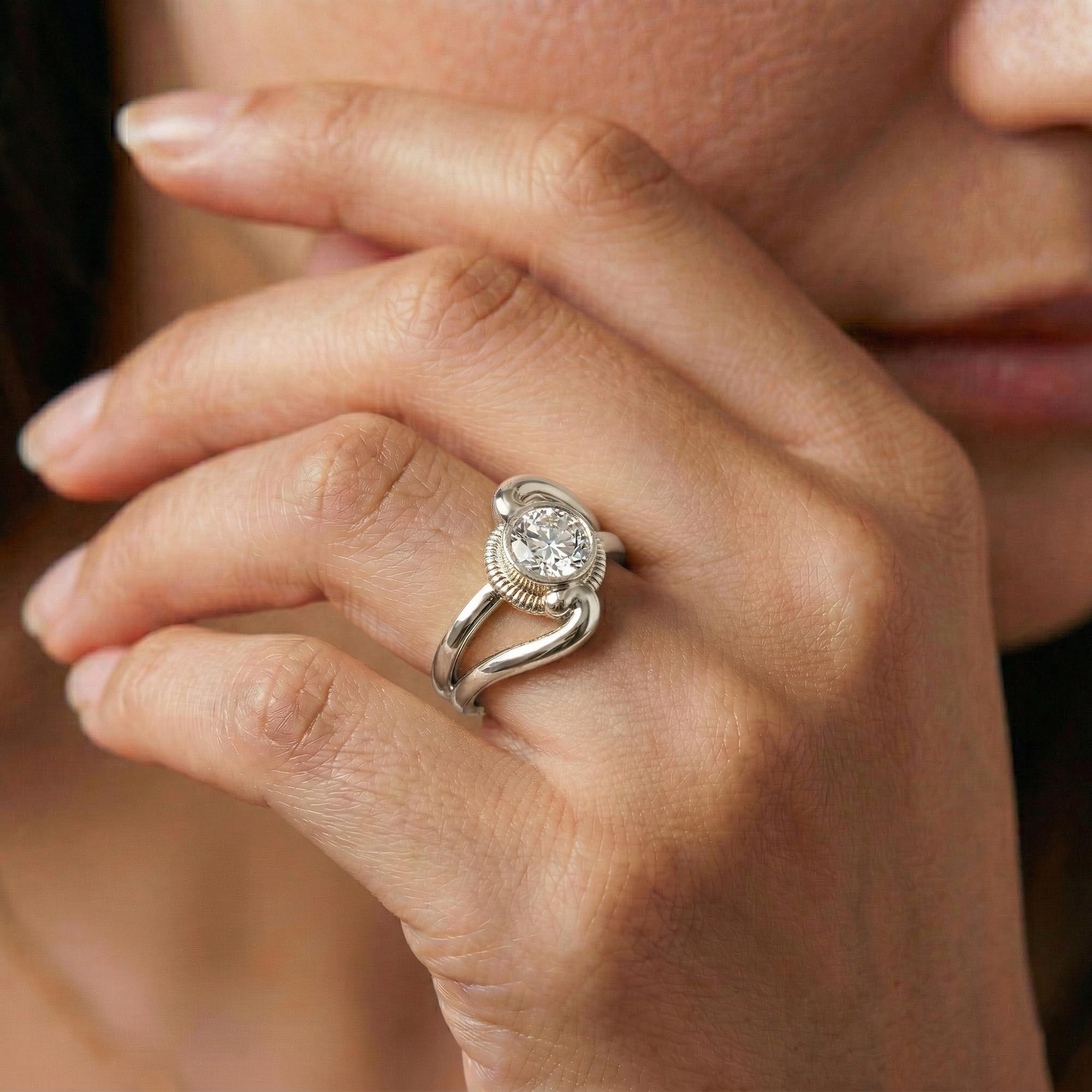 Lab-Grown Diamond Solitaire Ring for Women in 18K White Gold – 0.5 Ct Round, 3 g (Design K13-19-BBZAA) thumbnail