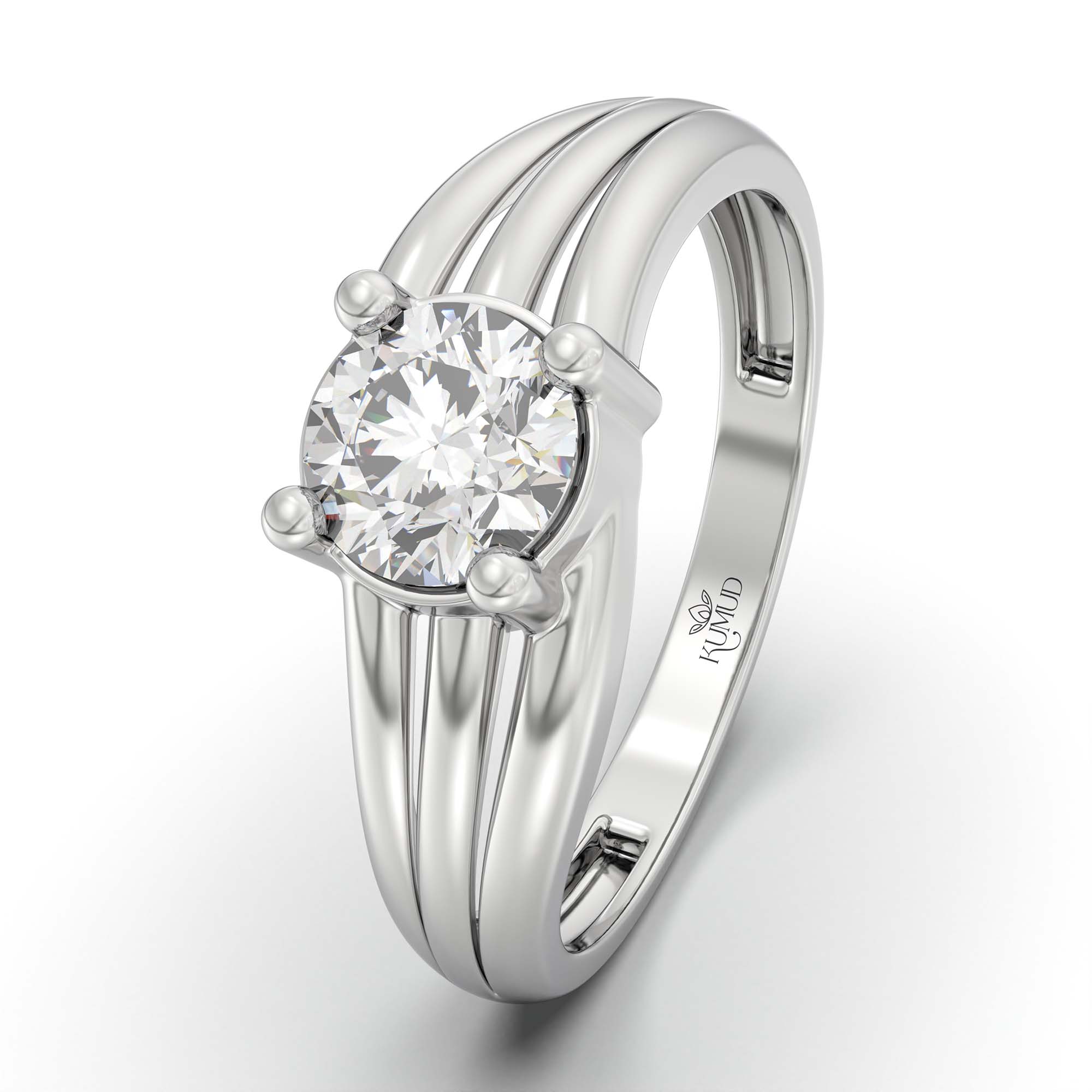 Lab-Grown Diamond Solitaire Ring for Women in 18K White Gold – 0.5 Ct Round, 3 g (Design K13-20-APGAA) thumbnail
