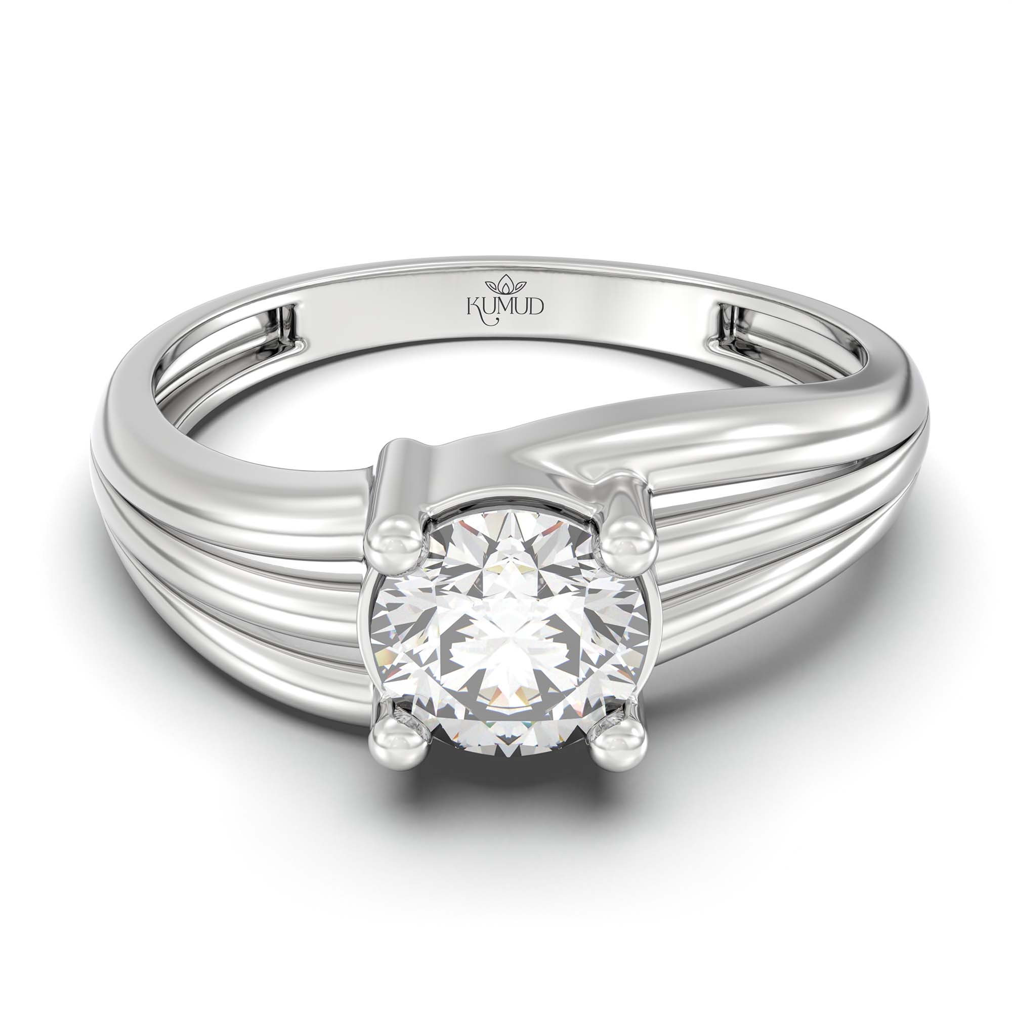 Lab-Grown Diamond Solitaire Ring for Women in 18K White Gold – 0.5 Ct Round, 3 g (Design K13-20-APGAA) thumbnail