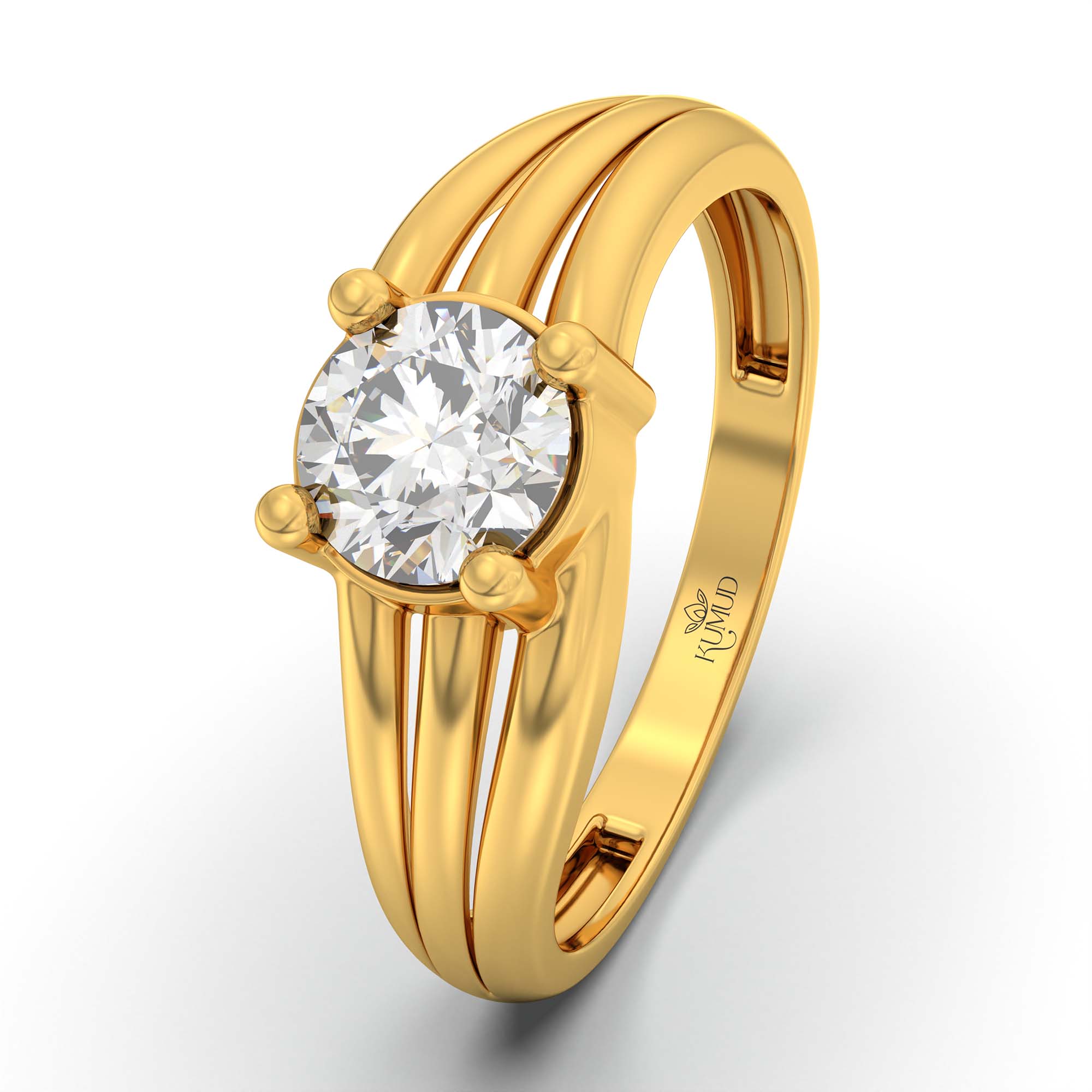 Lab-Grown Diamond Solitaire Ring for Women in 22K Yellow Gold – 0.5 Ct Round, 3 g (Design K13-20-APGAA) thumbnail