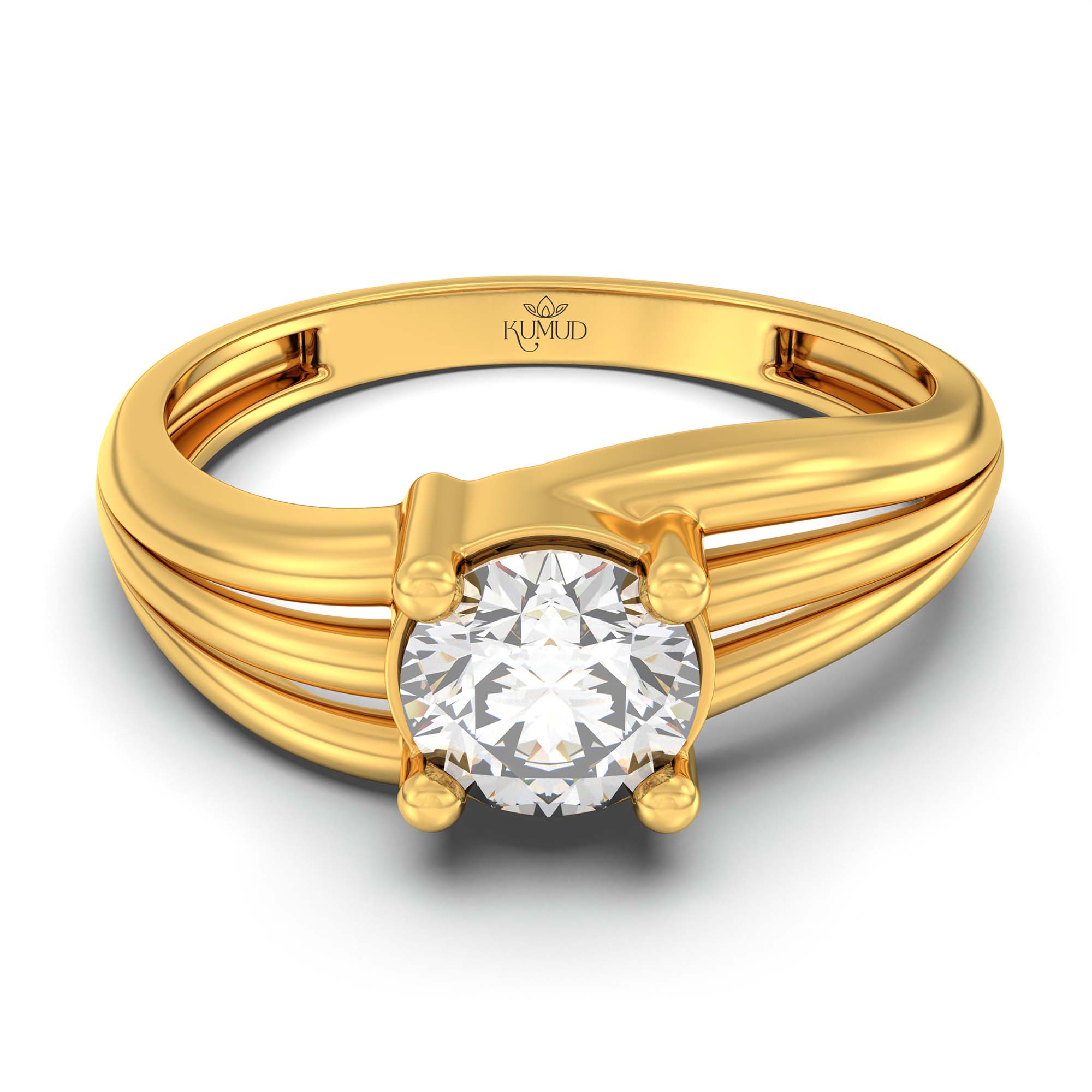 Lab-Grown Diamond Solitaire Ring for Women in 22K Yellow Gold – 0.5 Ct Round, 3 g (Design K13-20-APGAA) thumbnail