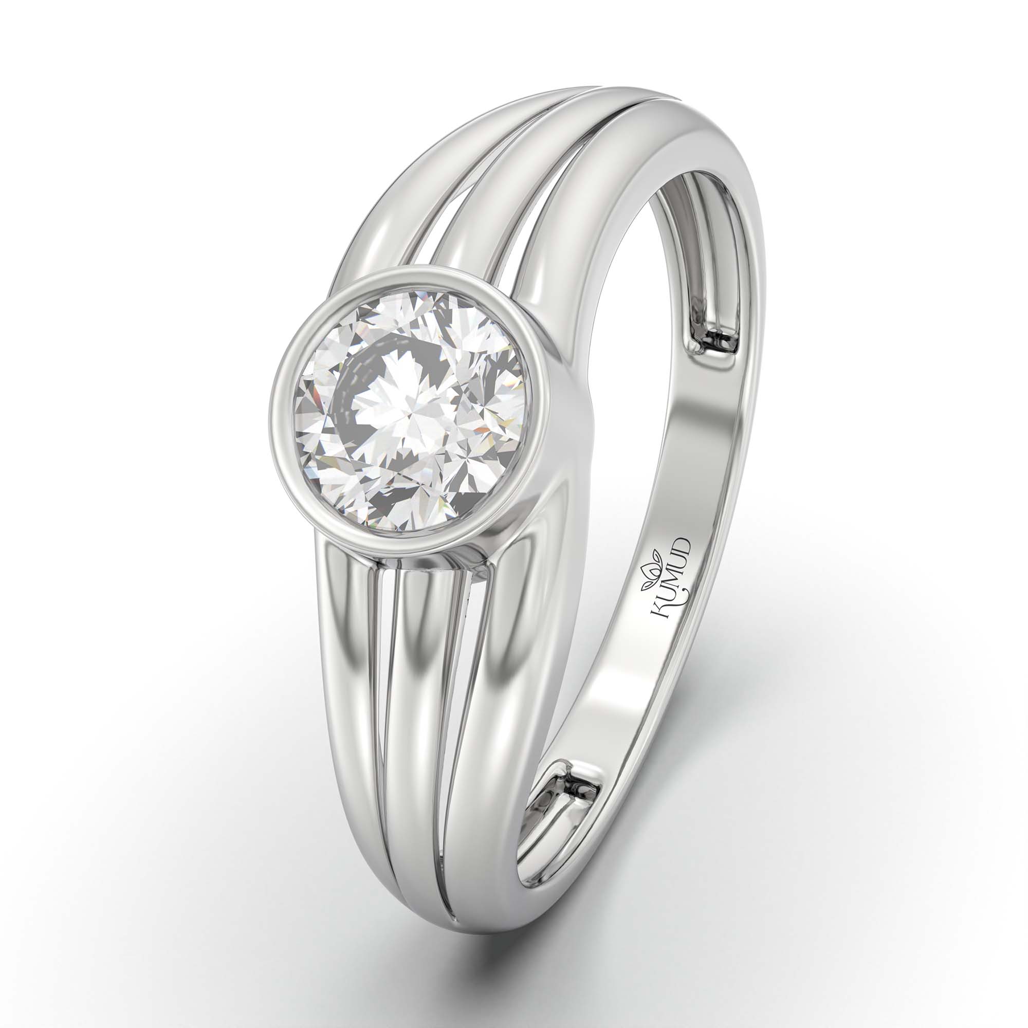 Lab-Grown Diamond Solitaire Ring for Women in 18K White Gold – 0.5 Ct Round, 3 g (Design K13-20-BBZAA) thumbnail