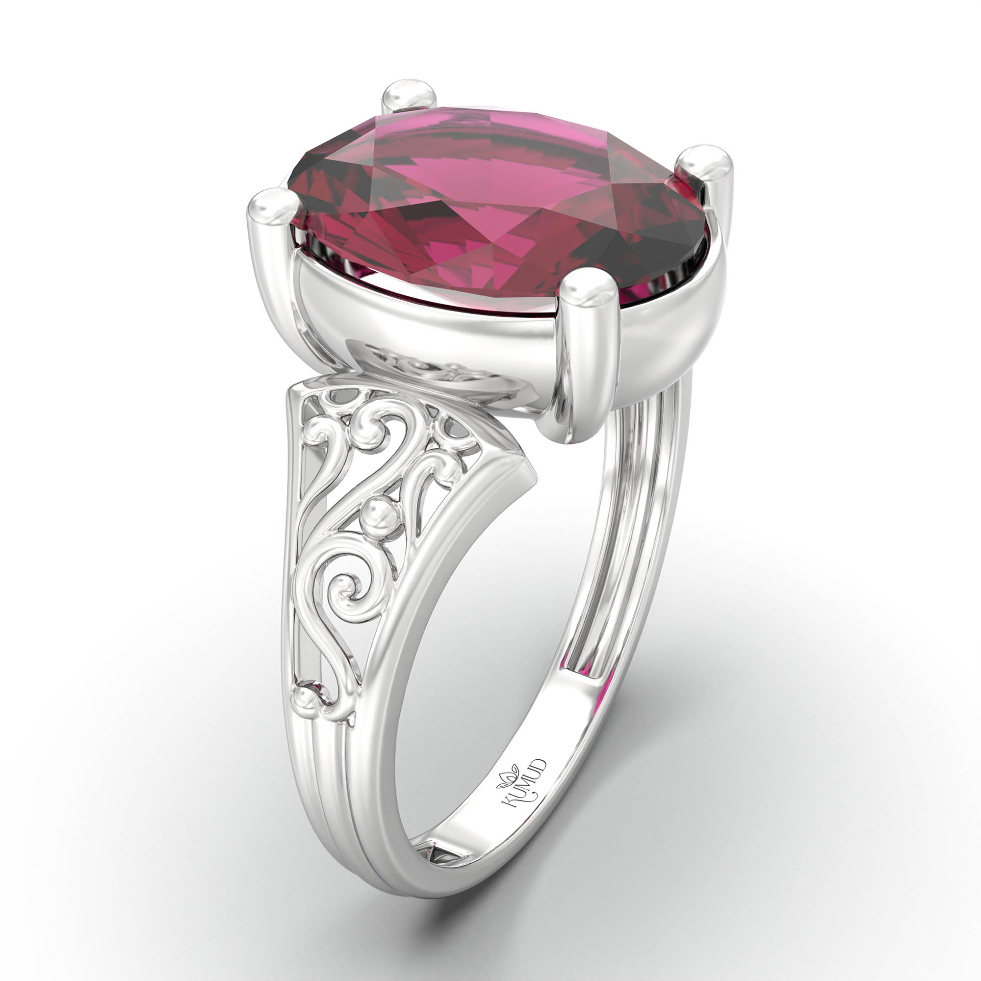 Ruby (Manik) Ring for Women in 925 Sterling Silver – Oval 11x8 mm, Prong Setting, 4 g (Design K14-1) thumbnail