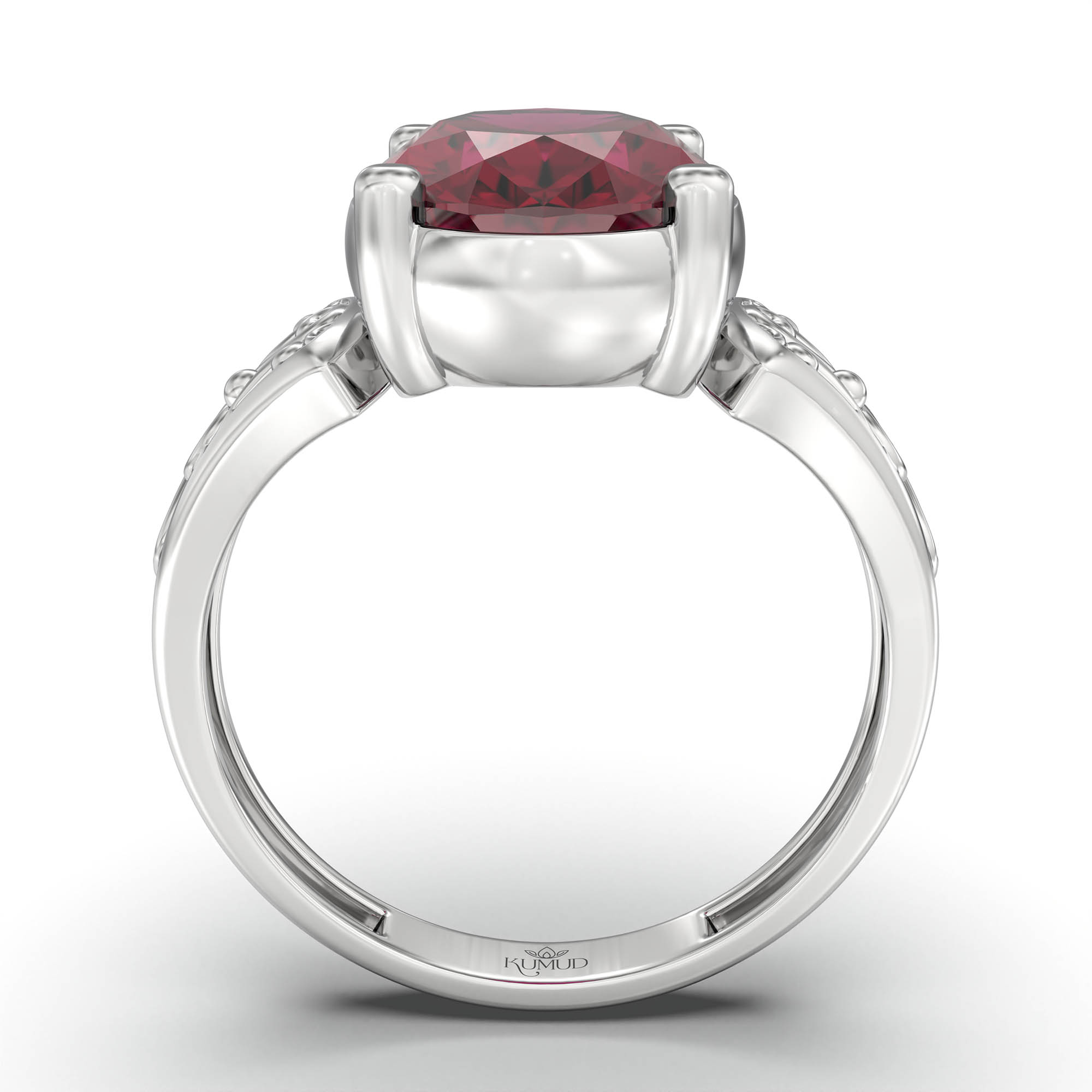 Ruby (Manik) Ring for Women in 925 Sterling Silver – Oval 11x8 mm, Prong Setting, 4 g (Design K14-1) thumbnail