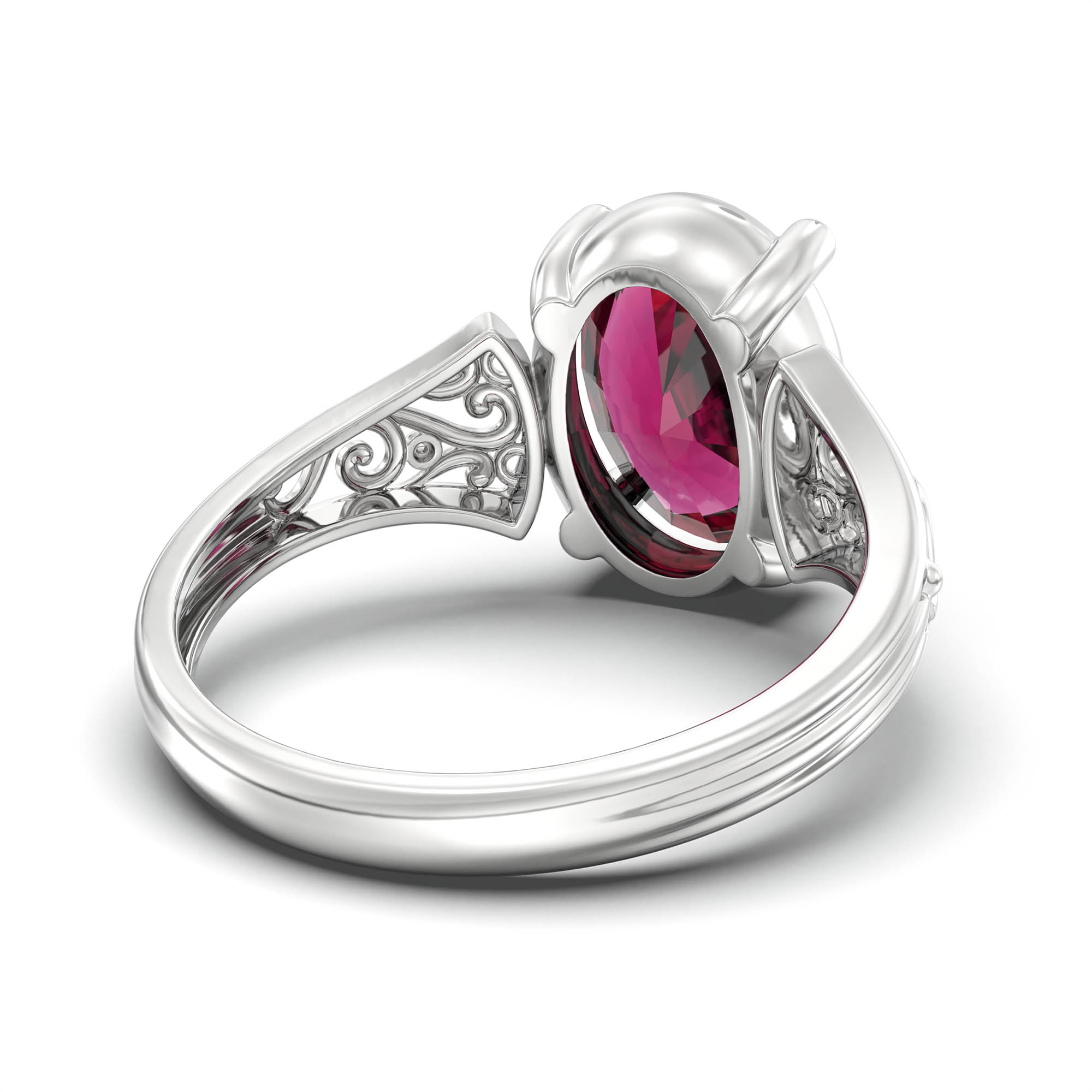 Ruby (Manik) Ring for Women in 925 Sterling Silver – Oval 11x8 mm, Prong Setting, 4 g (Design K14-1) thumbnail