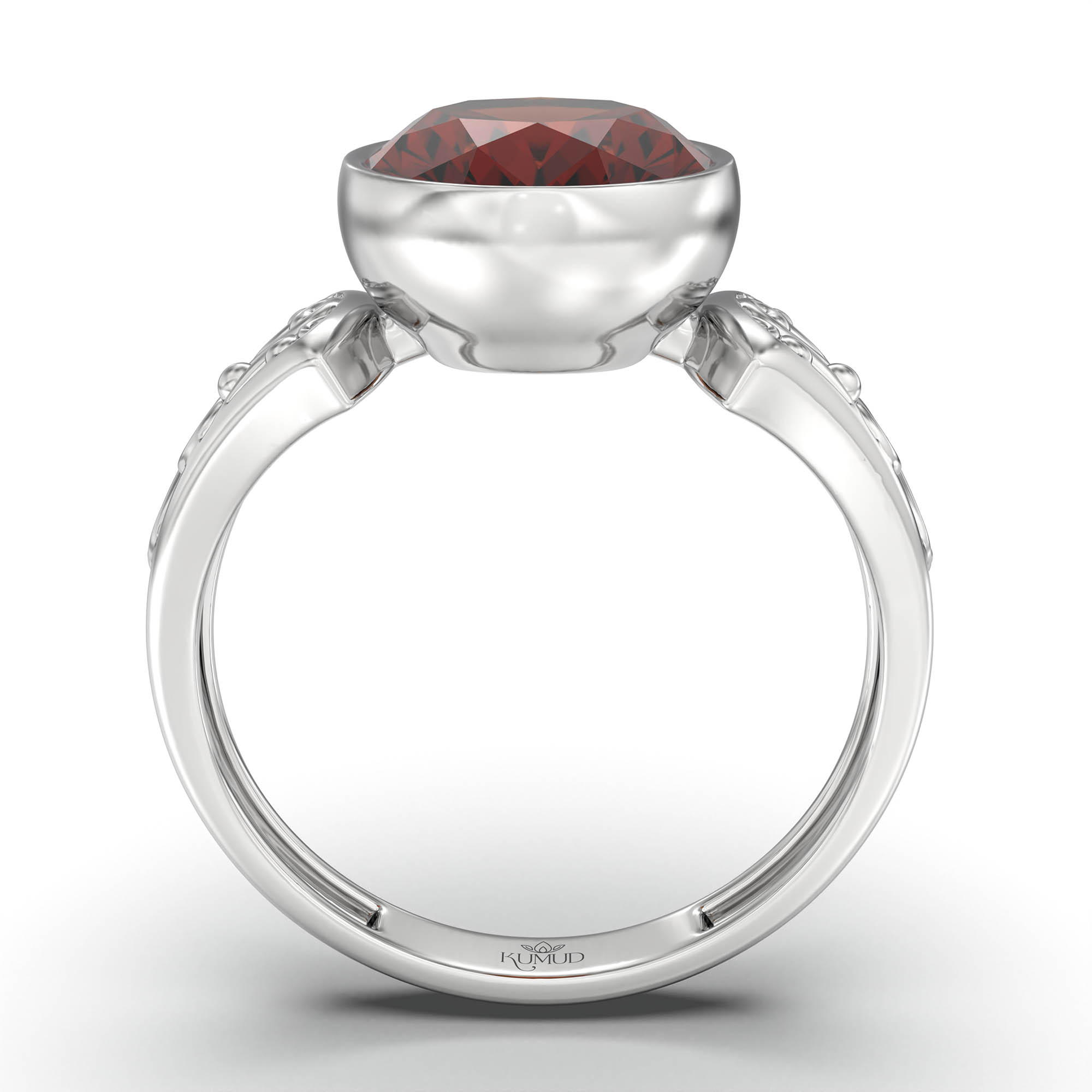 Hessonite (Gomed) Ring for Women in 925 Sterling Silver – Oval 11x8 mm, Bezel Setting, 4 g (Design K14-1) thumbnail