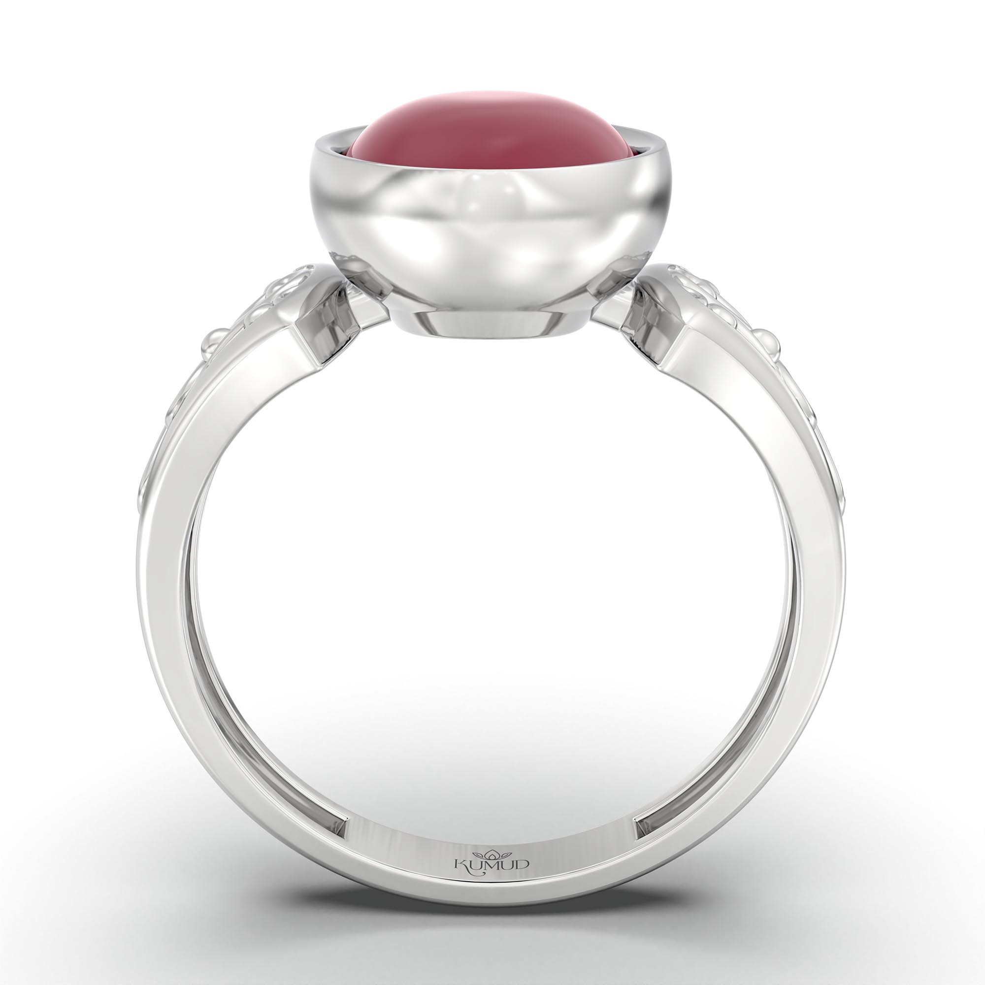 Ruby (Manik) Ring for Women in 925 Sterling Silver – Oval Cabochon 11x8 mm, Bezel Setting, 4 g (Design K14-1) thumbnail