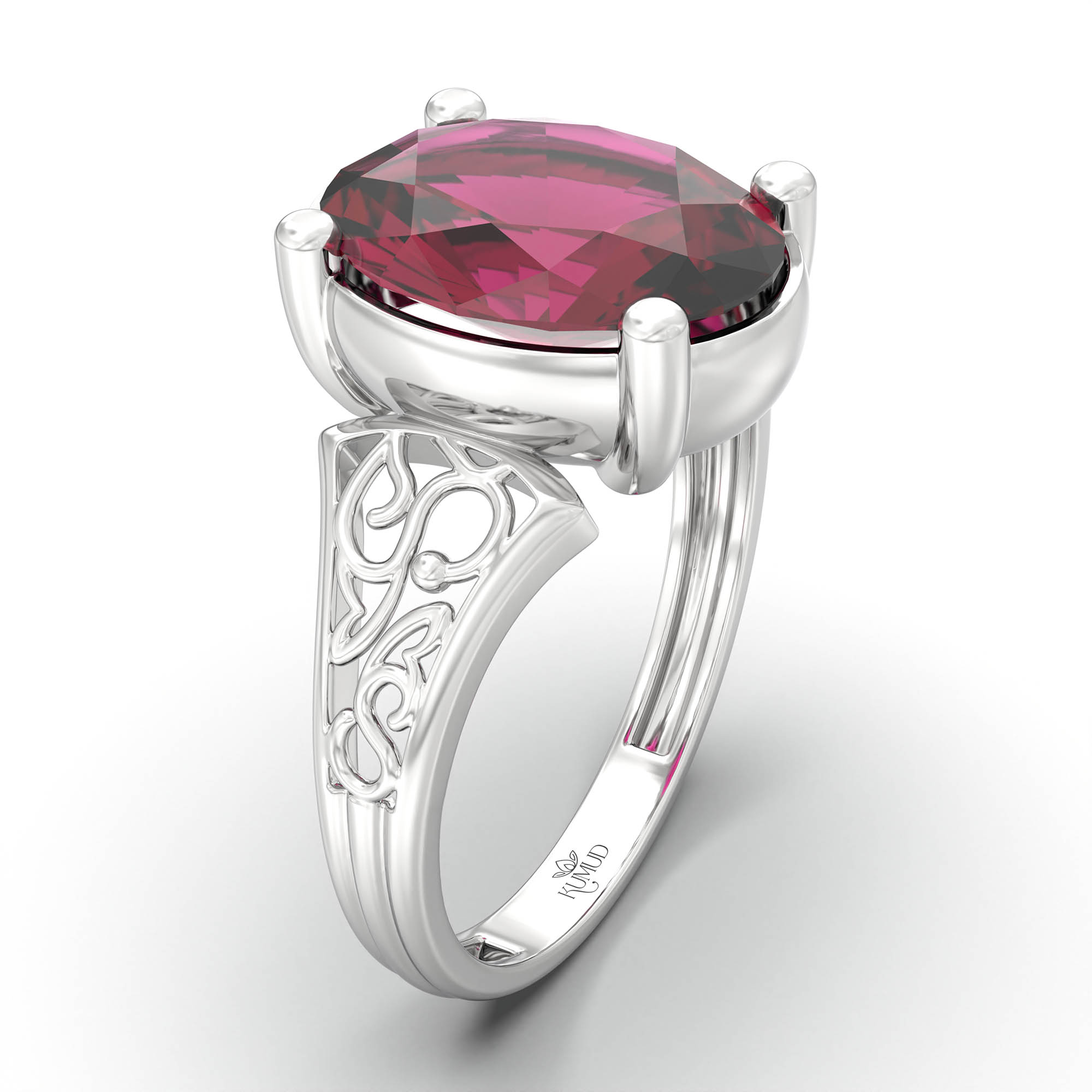 Ruby (Manik) Ring for Women in 925 Sterling Silver – Oval 11x8 mm, Prong Setting, 4 g (Design K14-2) thumbnail