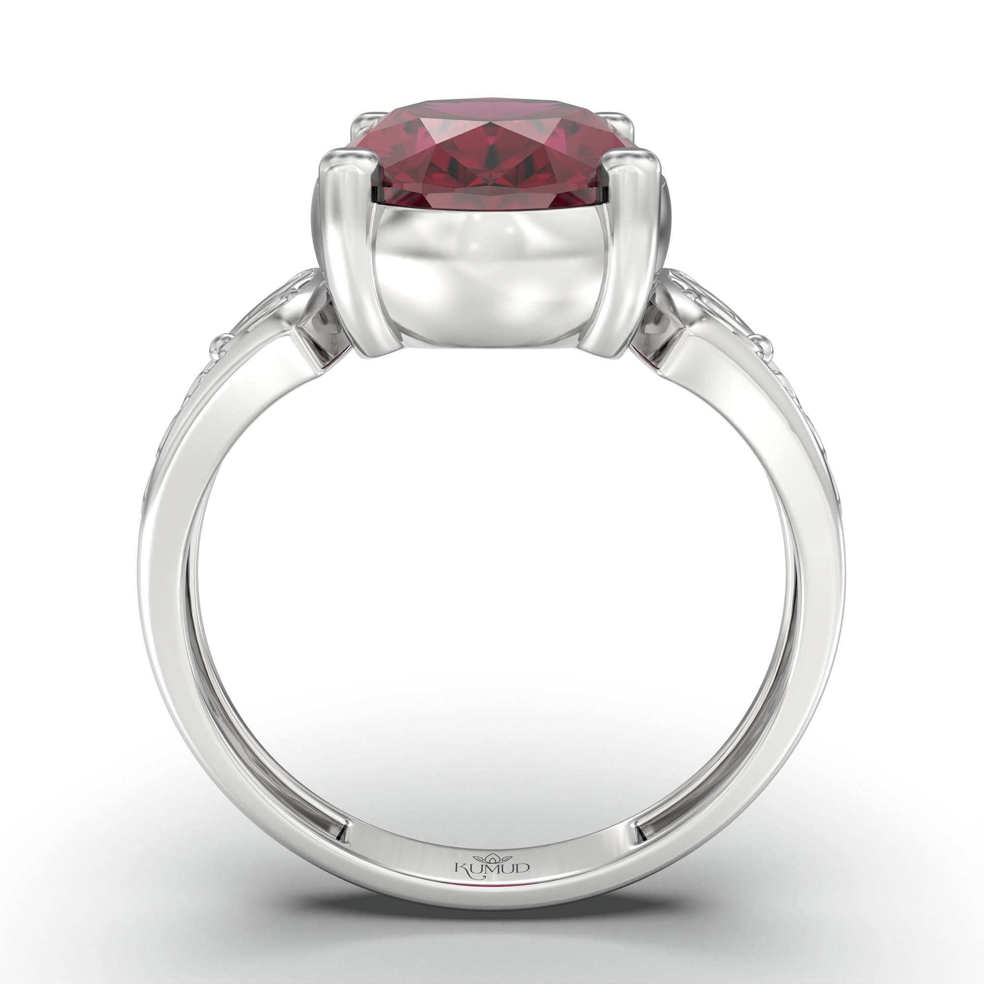 Ruby (Manik) Ring for Women in 925 Sterling Silver – Oval 11x8 mm, Prong Setting, 4 g (Design K14-2) thumbnail