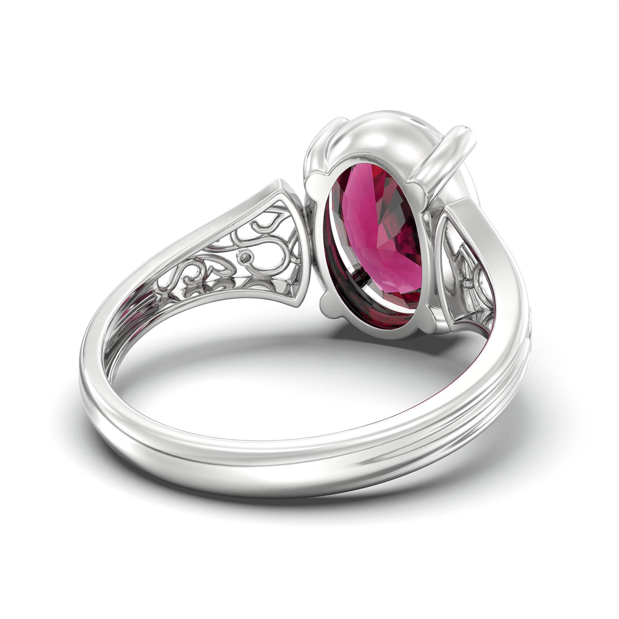 Ruby (Manik) Ring for Women in 925 Sterling Silver – Oval 11x8 mm, Prong Setting, 4 g (Design K14-2) thumbnail