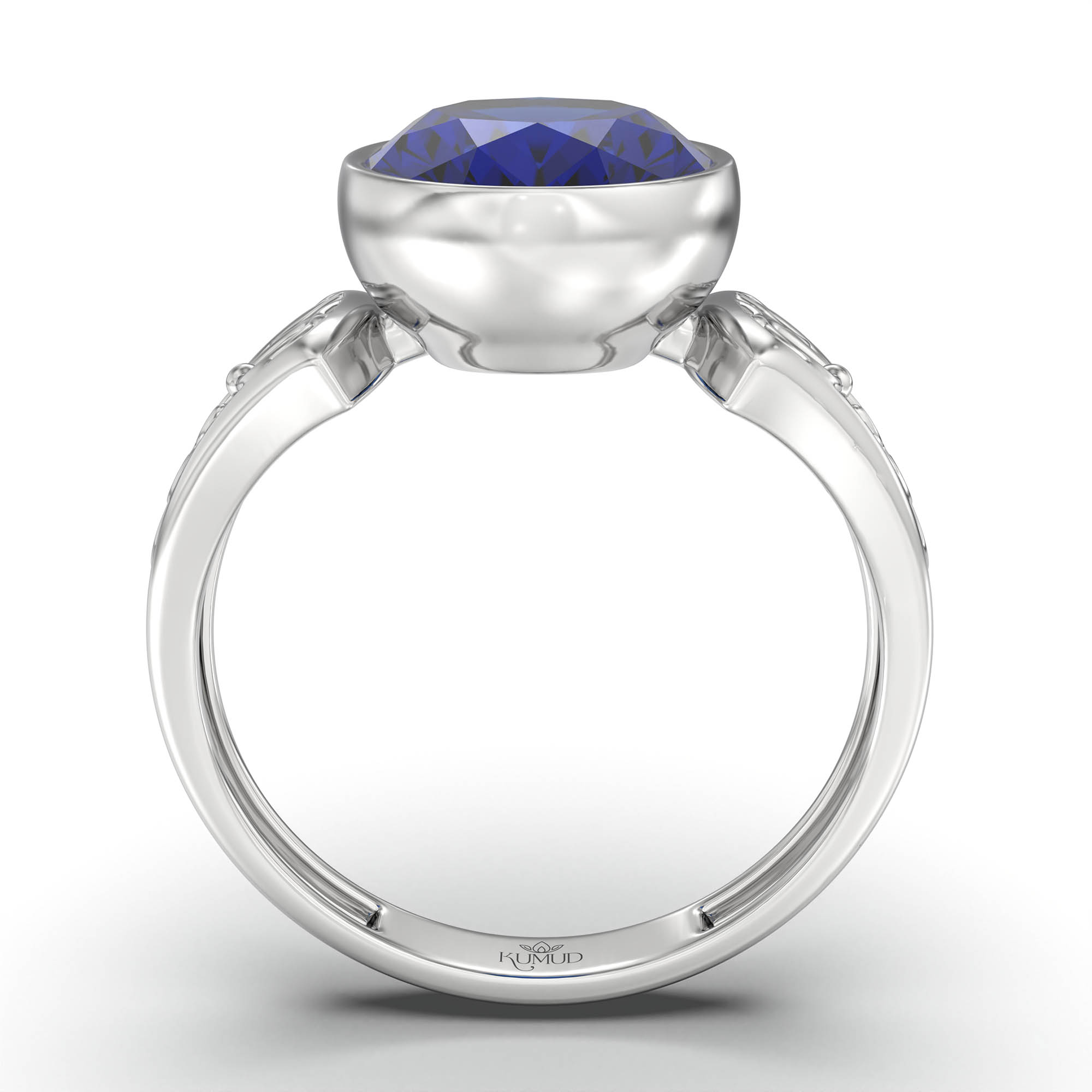 Gemstone ring Oval Cut stone in 18K White Gold thumbnail