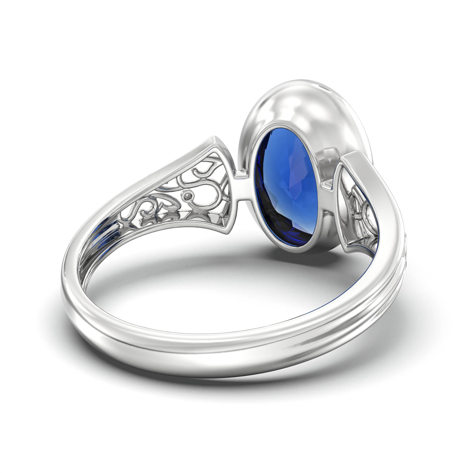 Gemstone ring Oval Cut stone in 18K White Gold thumbnail