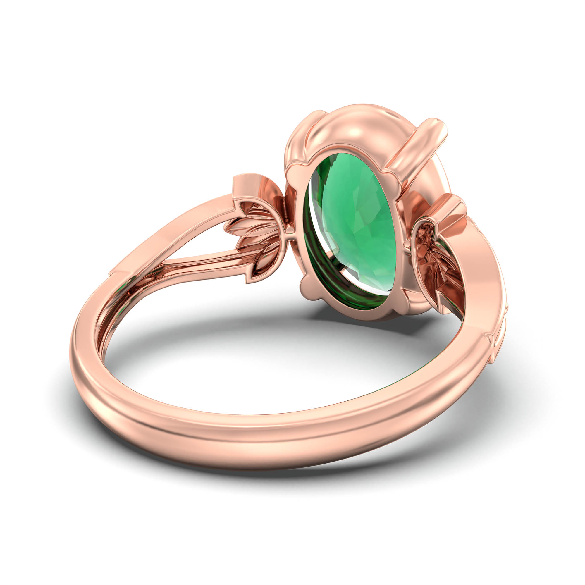 Emerald (Panna) Ring for Women in 18K Rose Gold – Oval 11x8 mm, Prong Setting, 4 g (Design K14-3) thumbnail