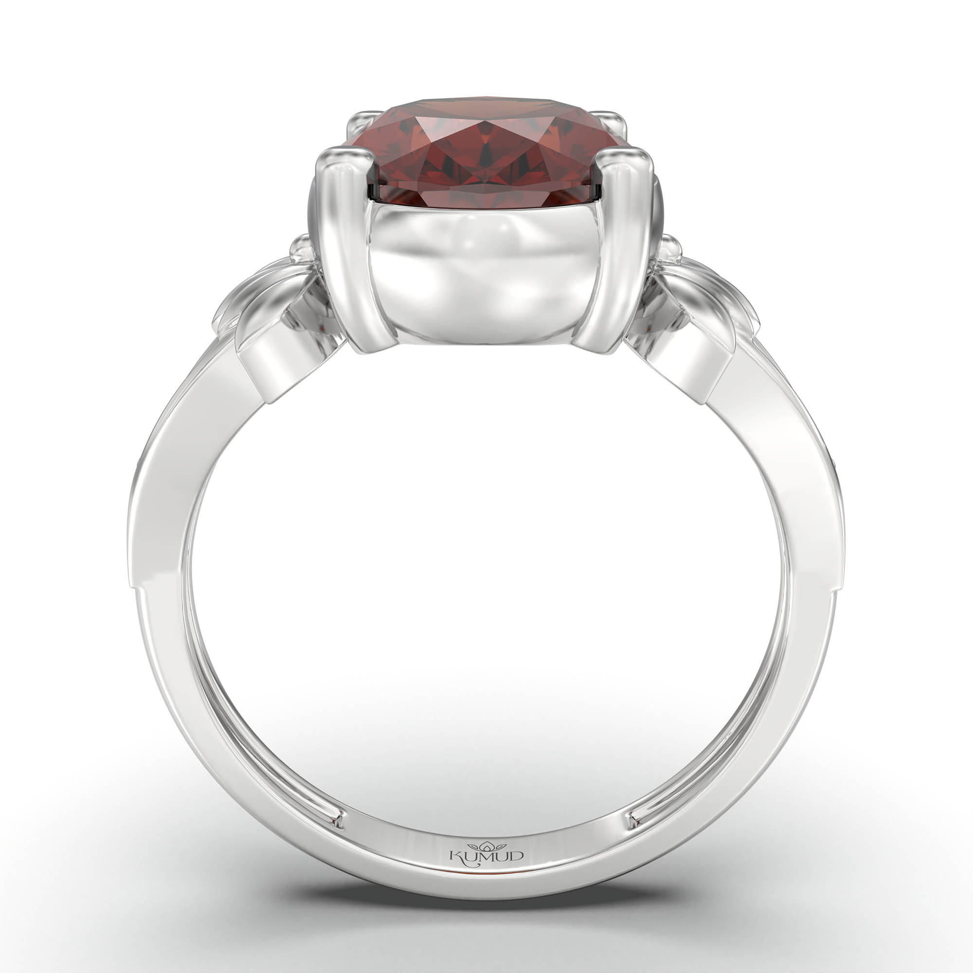 Hessonite (Gomed) Ring for Women in 925 Sterling Silver – Oval 11x8 mm, Prong Setting, 4 g (Design K14-3) thumbnail