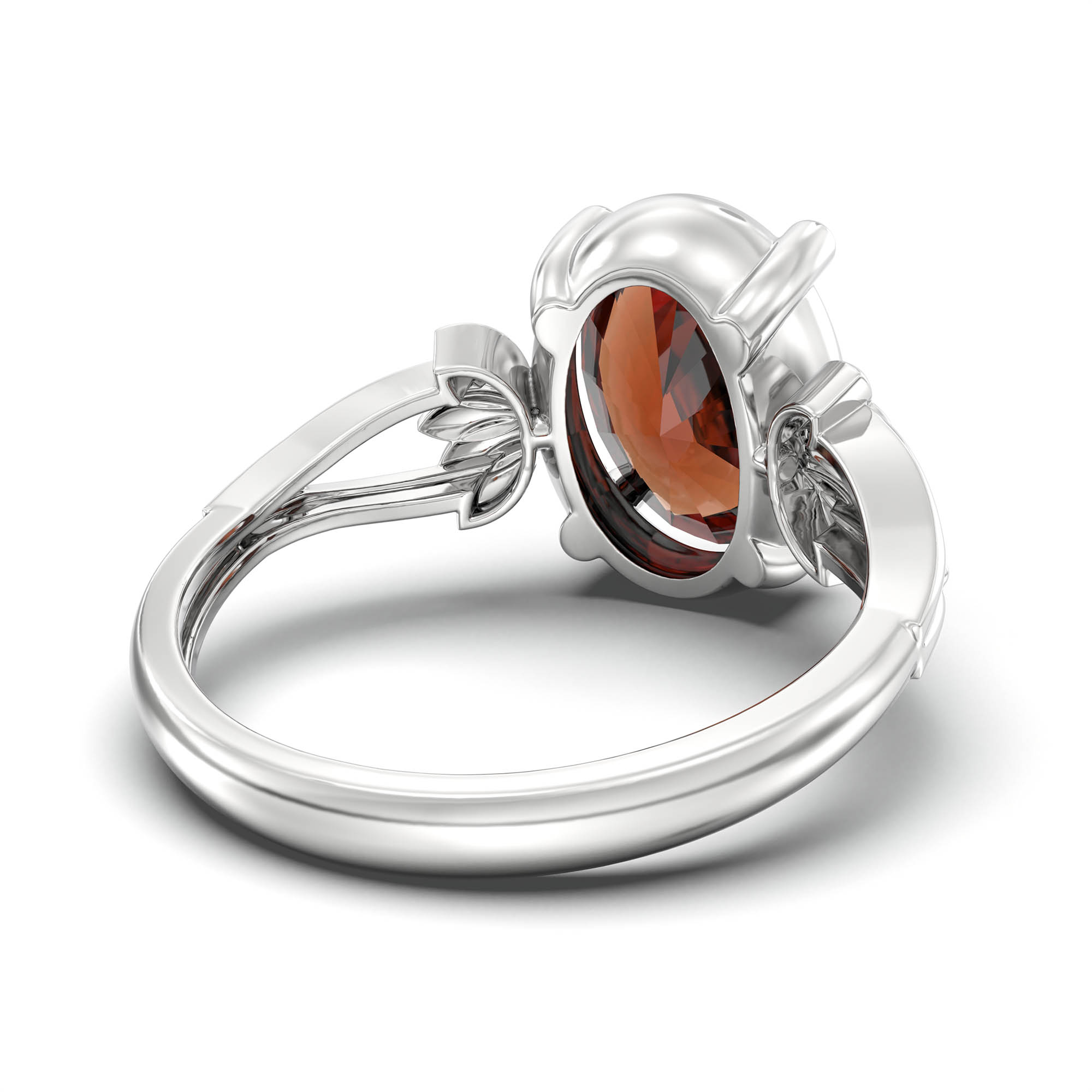 Hessonite (Gomed) Ring for Women in 925 Sterling Silver – Oval 11x8 mm, Prong Setting, 4 g (Design K14-3) thumbnail