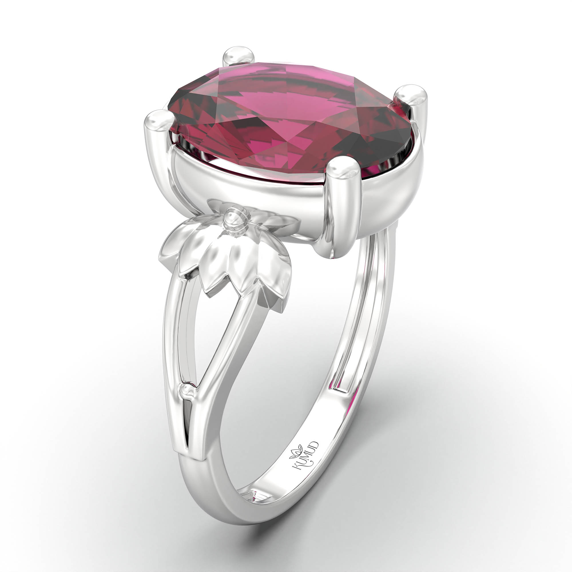 Ruby (Manik) Ring for Women in 925 Sterling Silver – Oval 11x8 mm, Prong Setting, 4 g (Design K14-3) thumbnail