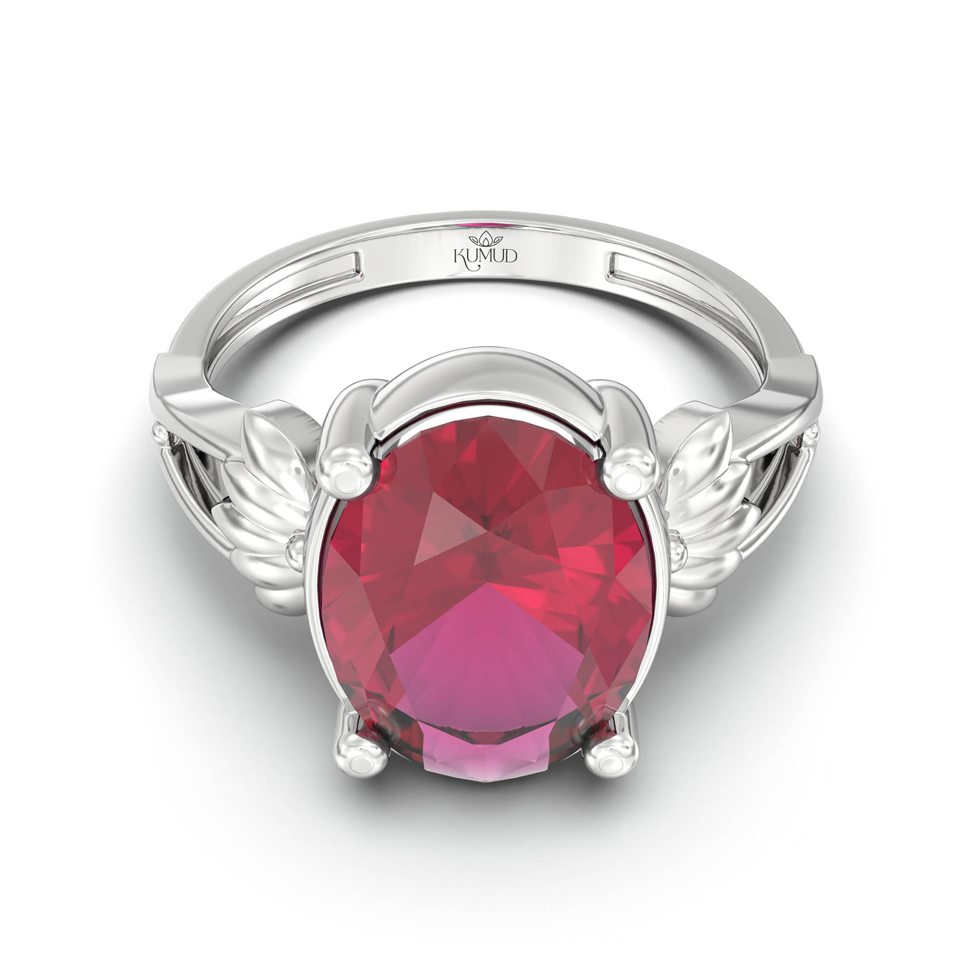 Ruby (Manik) Ring for Women in 925 Sterling Silver – Oval 11x8 mm, Prong Setting, 4 g (Design K14-3) thumbnail