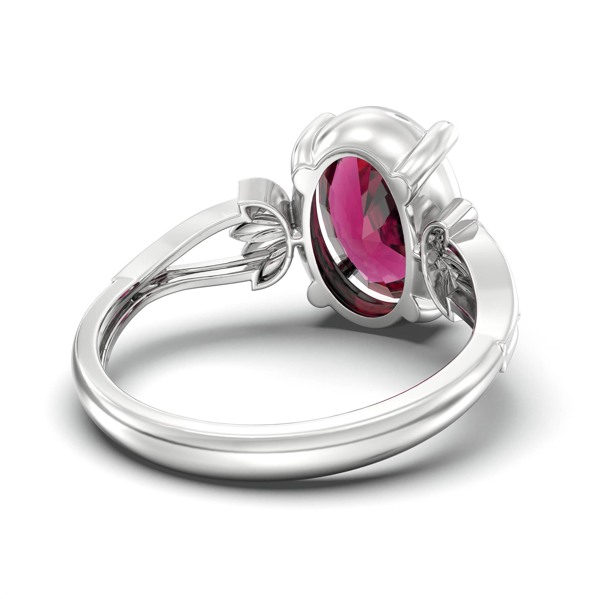 Ruby (Manik) Ring for Women in 925 Sterling Silver – Oval 11x8 mm, Prong Setting, 4 g (Design K14-3) thumbnail