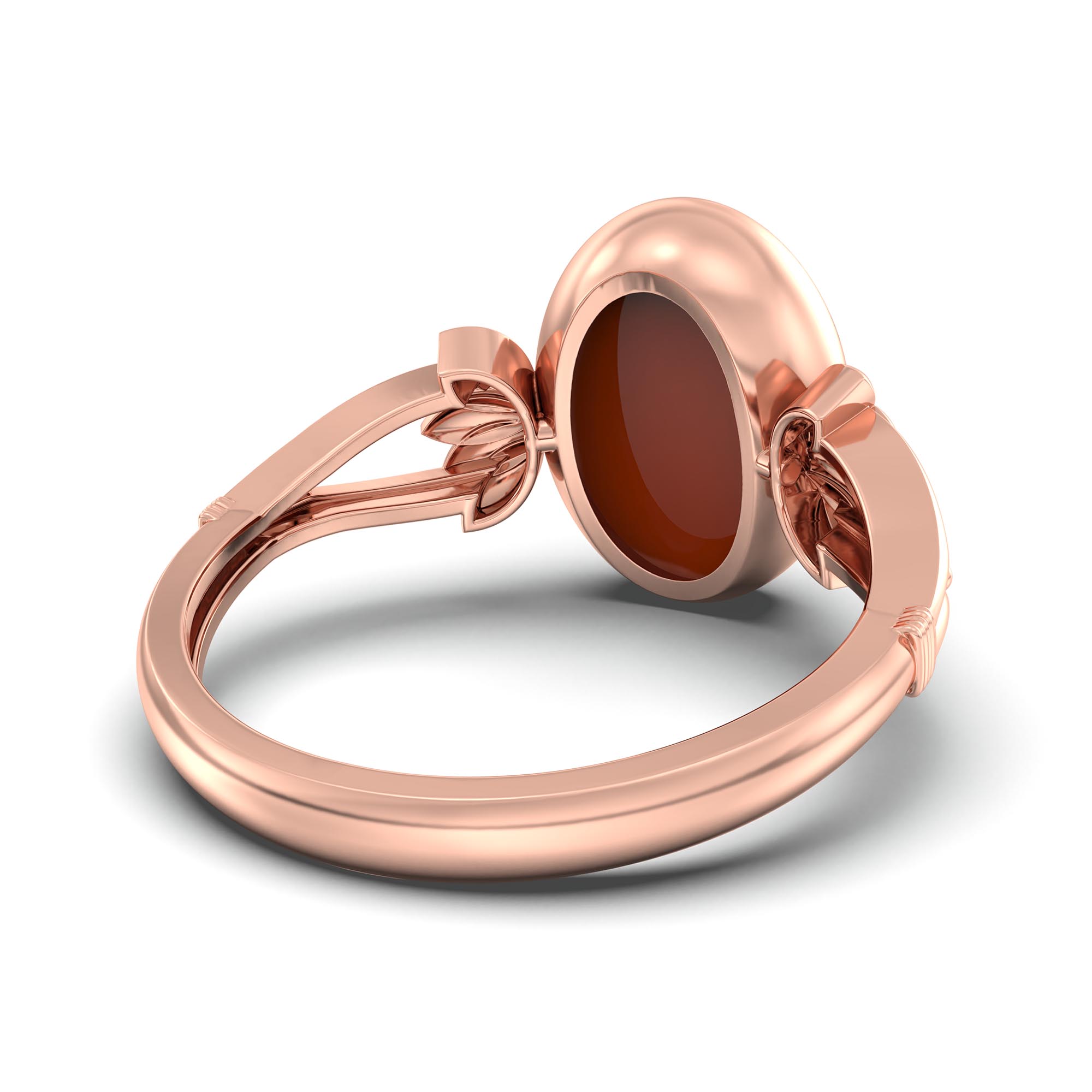 Red Coral (Moonga) Ring for Women in 18K Rose Gold – Oval Cabochon 11x8 mm, Bezel Setting, 4 g (Design K14-3) thumbnail