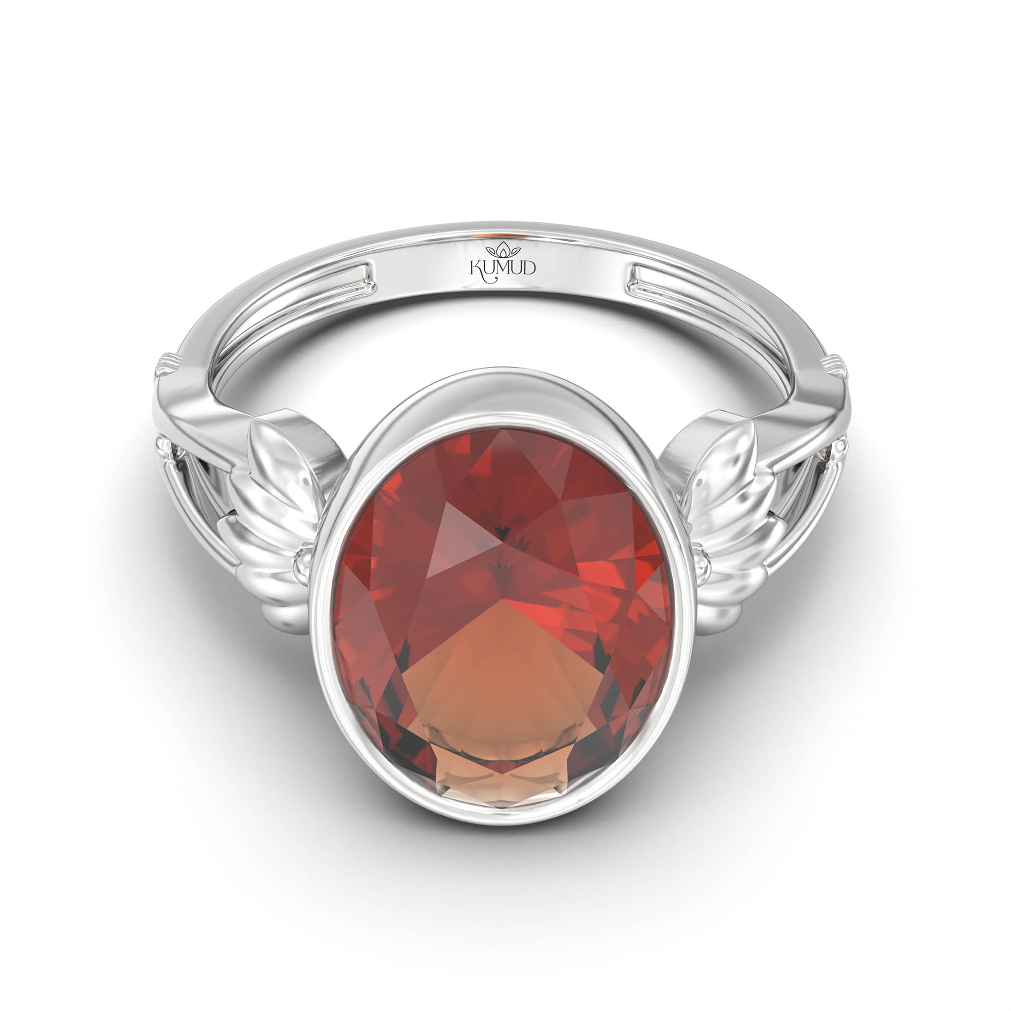 Hessonite (Gomed) Ring for Women in 925 Sterling Silver – Oval 11x8 mm, Bezel Setting, 4 g (Design K14-3) thumbnail
