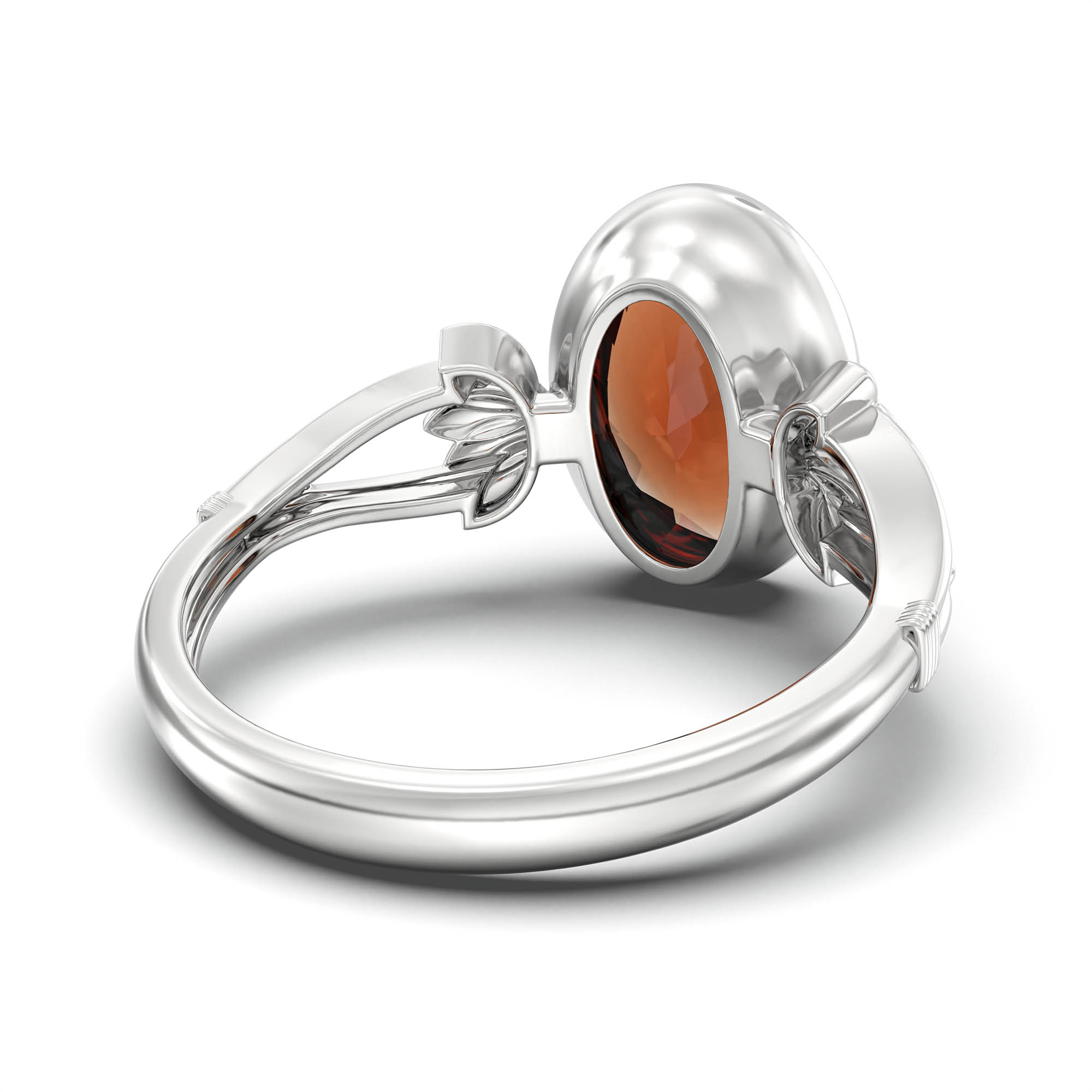 Hessonite (Gomed) Ring for Women in 925 Sterling Silver – Oval 11x8 mm, Bezel Setting, 4 g (Design K14-3) thumbnail