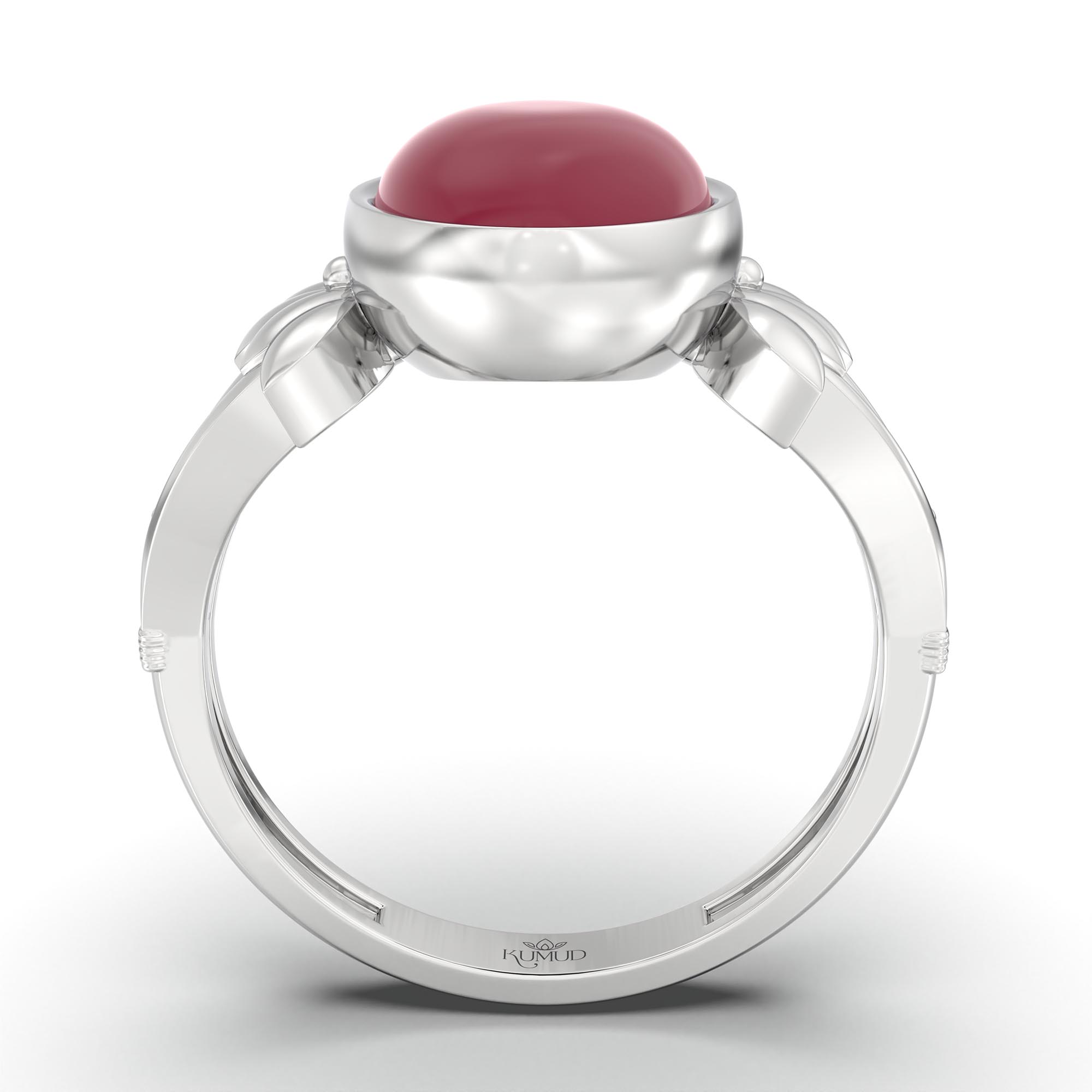Ruby (Manik) Ring for Women in 925 Sterling Silver – Oval Cabochon 11x8 mm, Bezel Setting, 4 g (Design K14-3) thumbnail