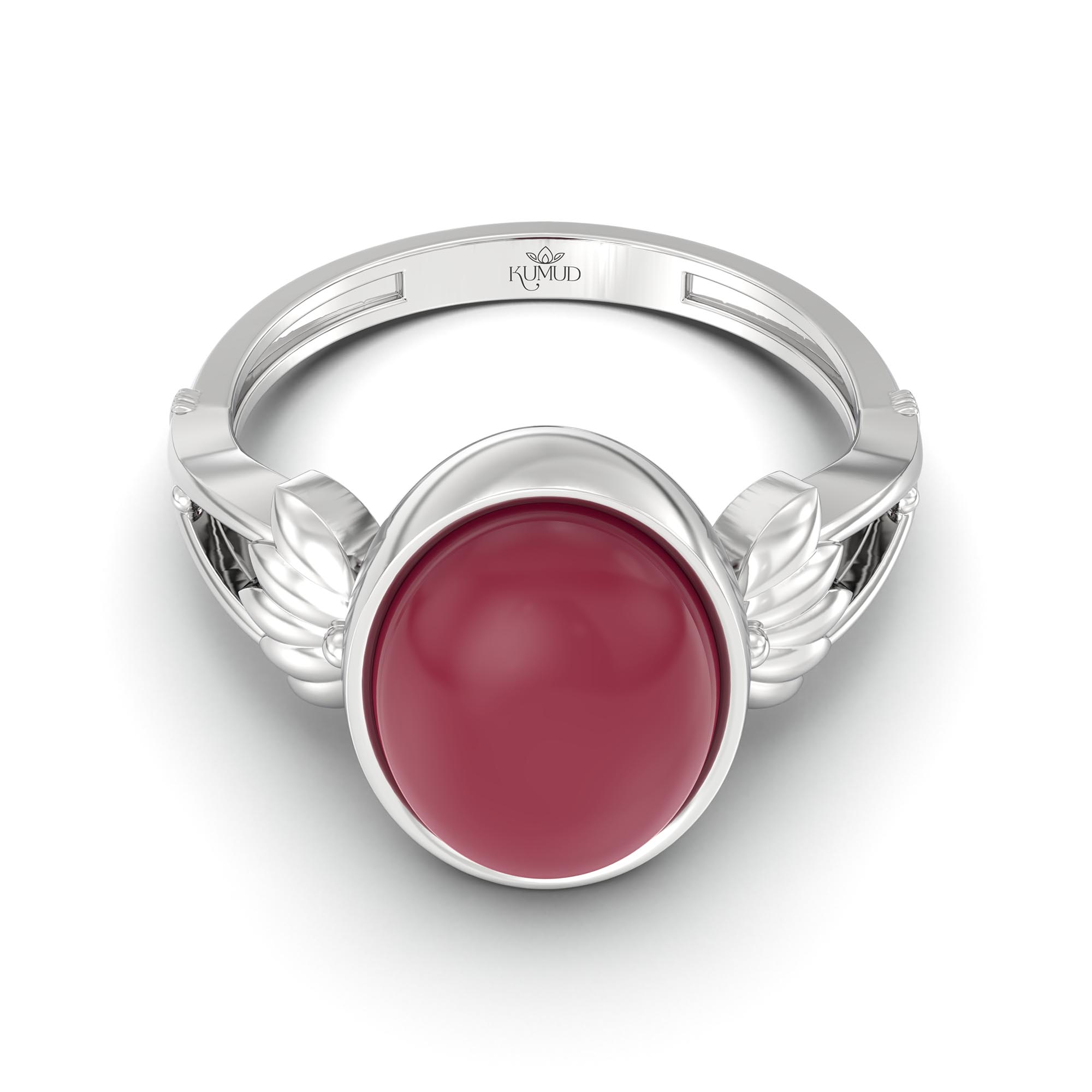 Ruby (Manik) Ring for Women in 925 Sterling Silver – Oval Cabochon 11x8 mm, Bezel Setting, 4 g (Design K14-3) thumbnail