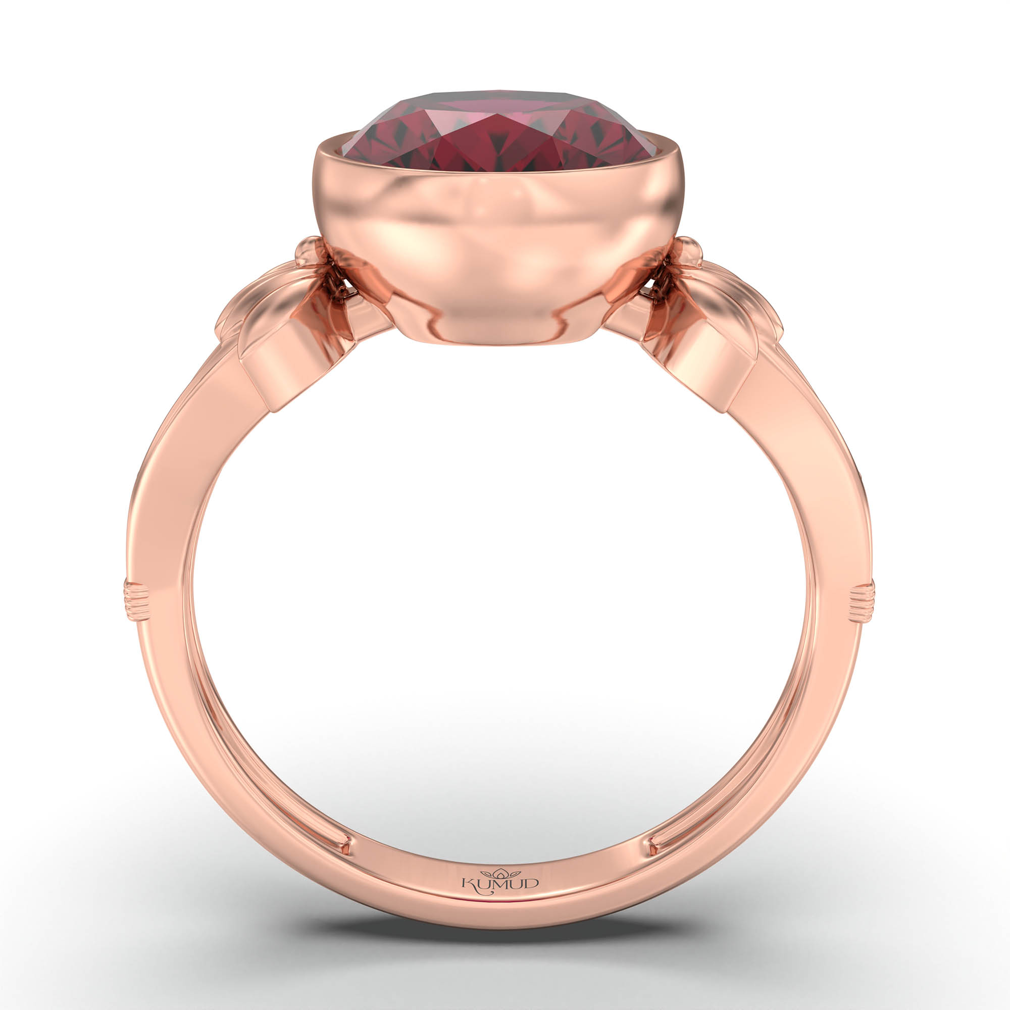 Ruby (Manik) Ring for Women in 18K Rose Gold – Oval 11x8 mm, Bezel Setting, 4 g (Design K14-3) thumbnail