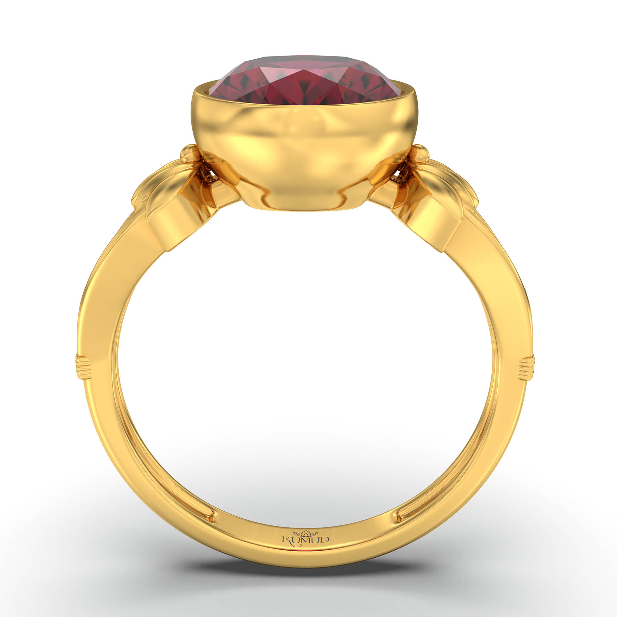 Ruby (Manik) Ring for Women in 22K Yellow Gold – Oval 11x8 mm, Bezel Setting, 4 g (Design K14-3) thumbnail