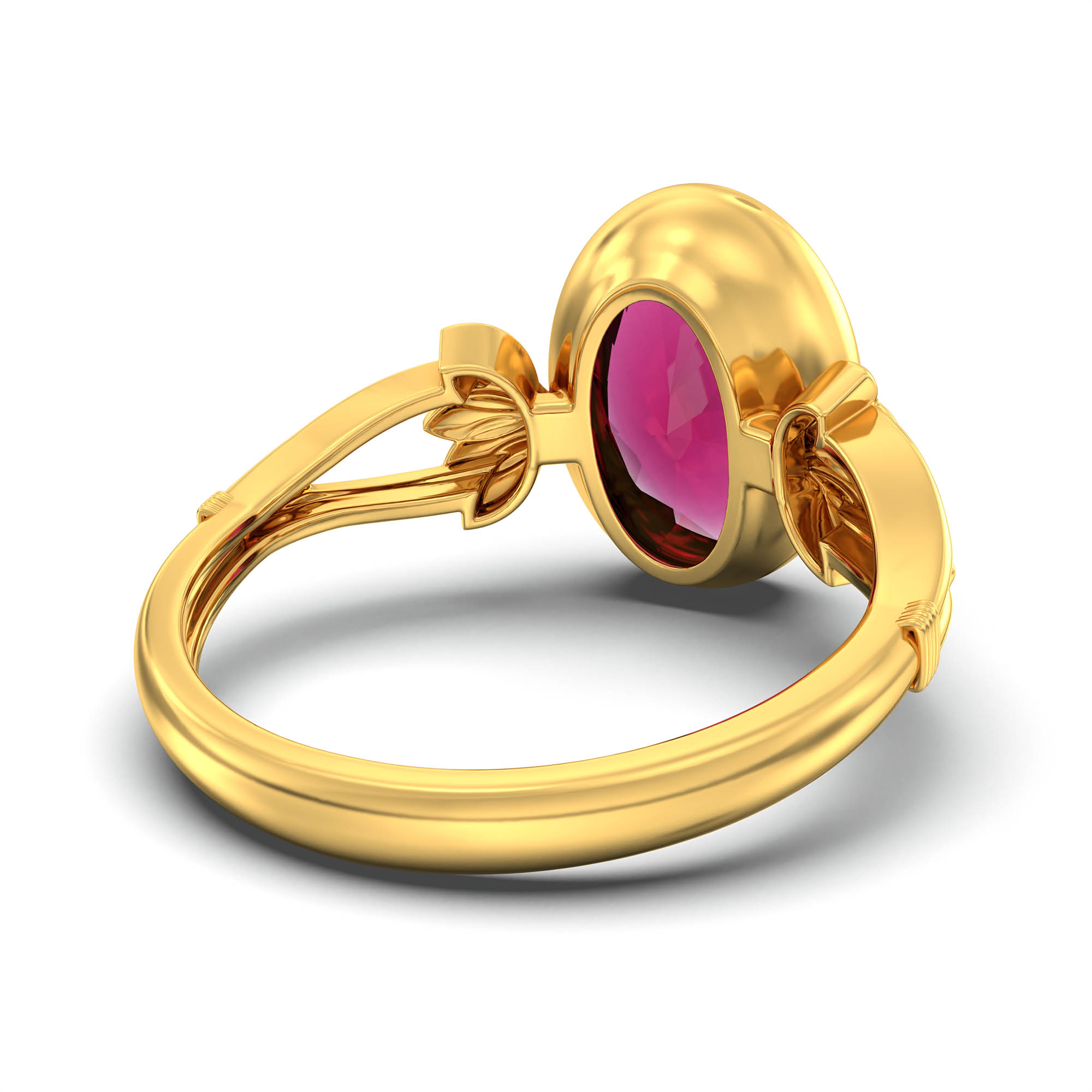 Ruby (Manik) Ring for Women in 22K Yellow Gold – Oval 11x8 mm, Bezel Setting, 4 g (Design K14-3) thumbnail
