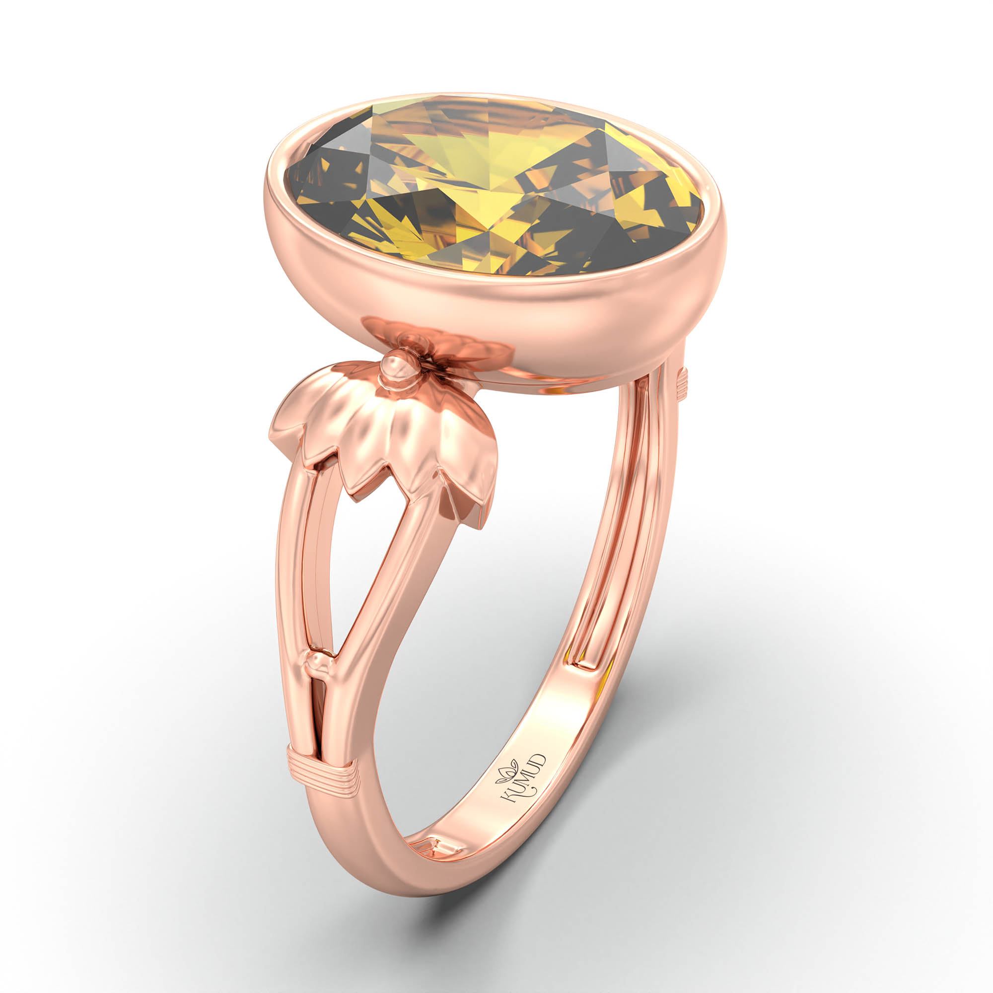 Gemstone ring Oval Cut stone in 18K Rose Gold thumbnail