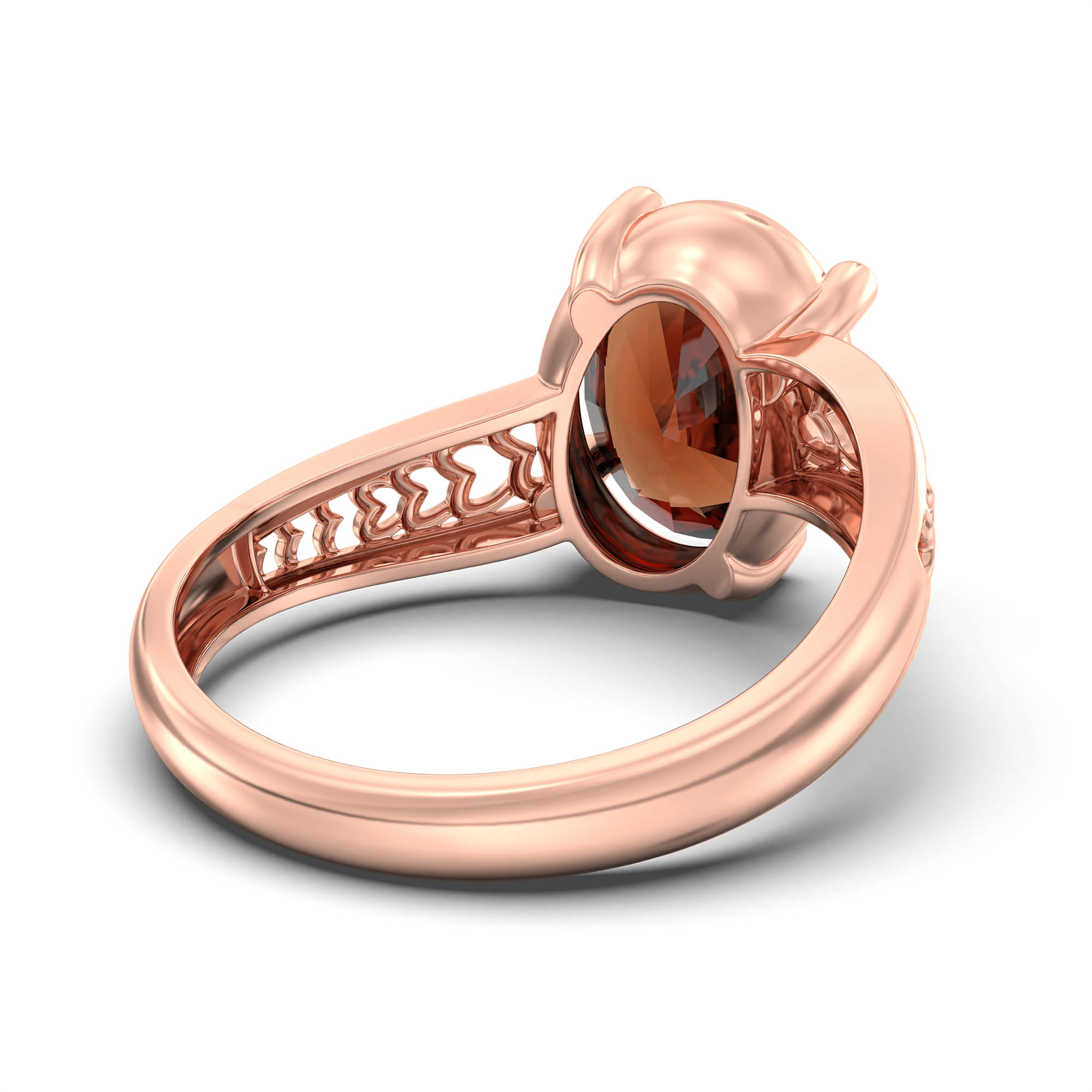 Hessonite (Gomed) Ring for Women in 18K Rose Gold – Oval 11x8 mm, Prong Setting, 4 g (Design K14-4) thumbnail