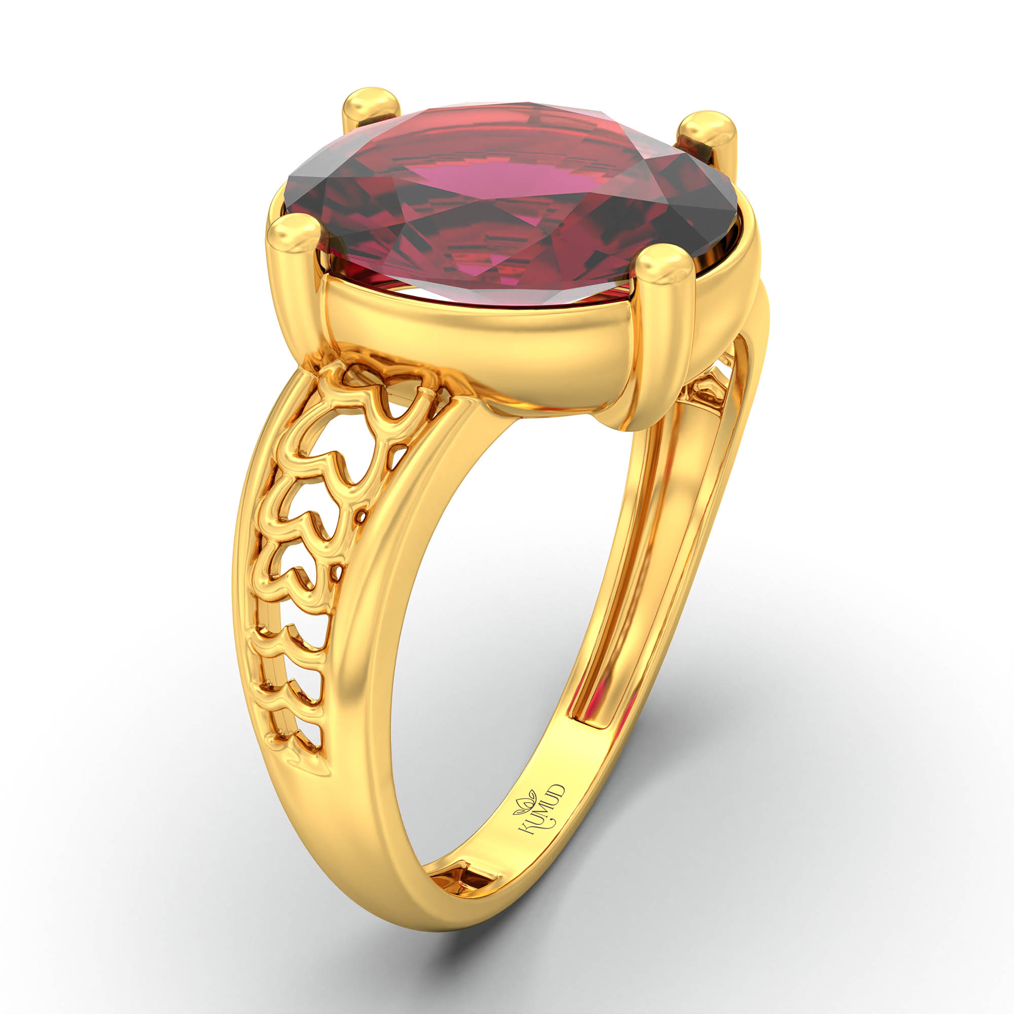 Ruby (Manik) Ring for Women in 22K Yellow Gold – Oval 11x8 mm, Prong Setting, 4 g (Design K14-4) thumbnail