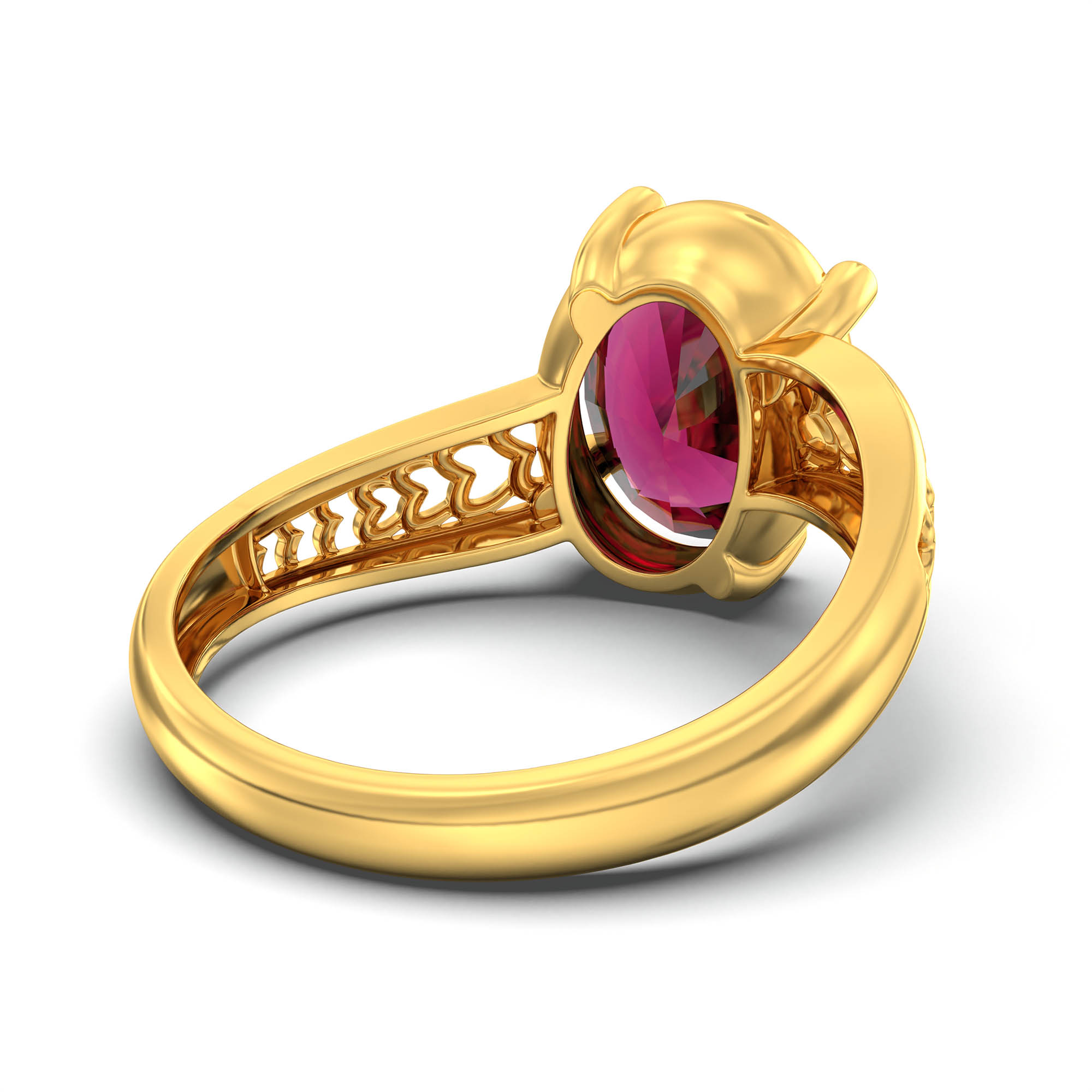 Ruby (Manik) Ring for Women in 22K Yellow Gold – Oval 11x8 mm, Prong Setting, 4 g (Design K14-4) thumbnail