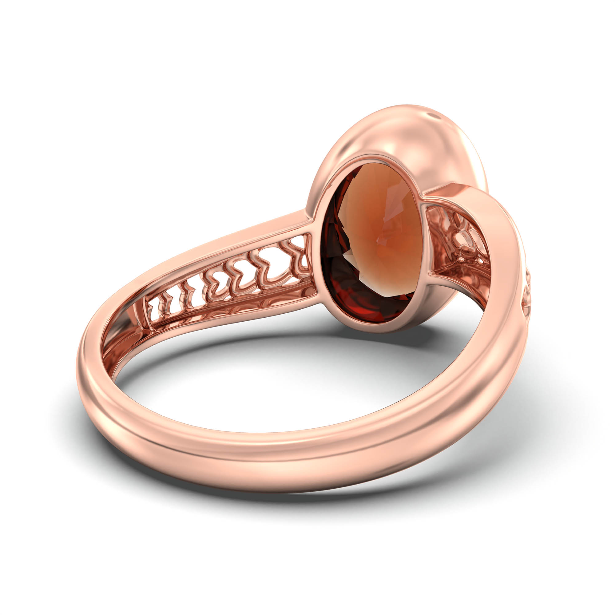 Hessonite (Gomed) Ring for Women in 18K Rose Gold – Oval 11x8 mm, Bezel Setting, 4 g (Design K14-4) thumbnail