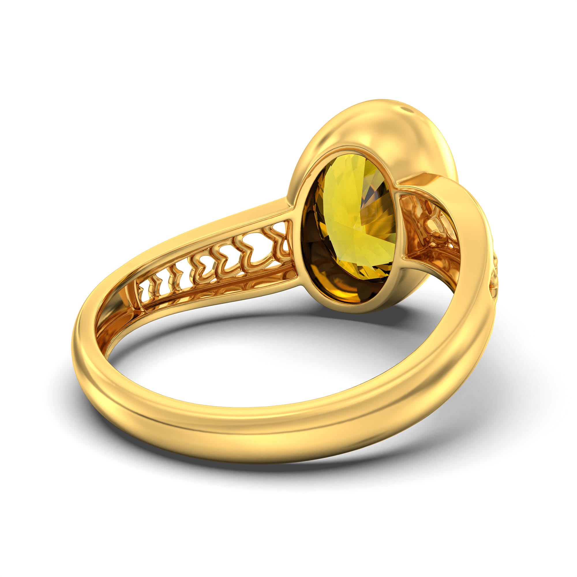 Yellow Sapphire (Pukhraj) Ring for Women in 22K Yellow Gold – Oval 11x8 mm, Bezel Setting, 4 g (Design K14-4) thumbnail