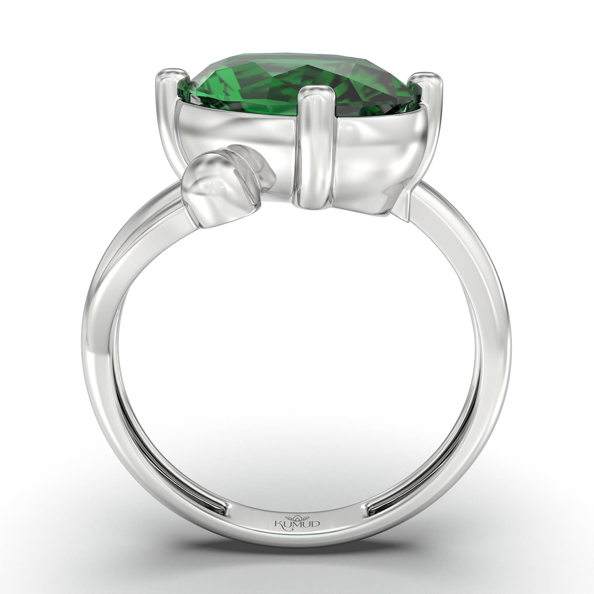 Emerald (Panna) Ring for Women in 925 Sterling Silver – Oval 11x8 mm, Prong Setting, 4 g (Design K14-5) thumbnail