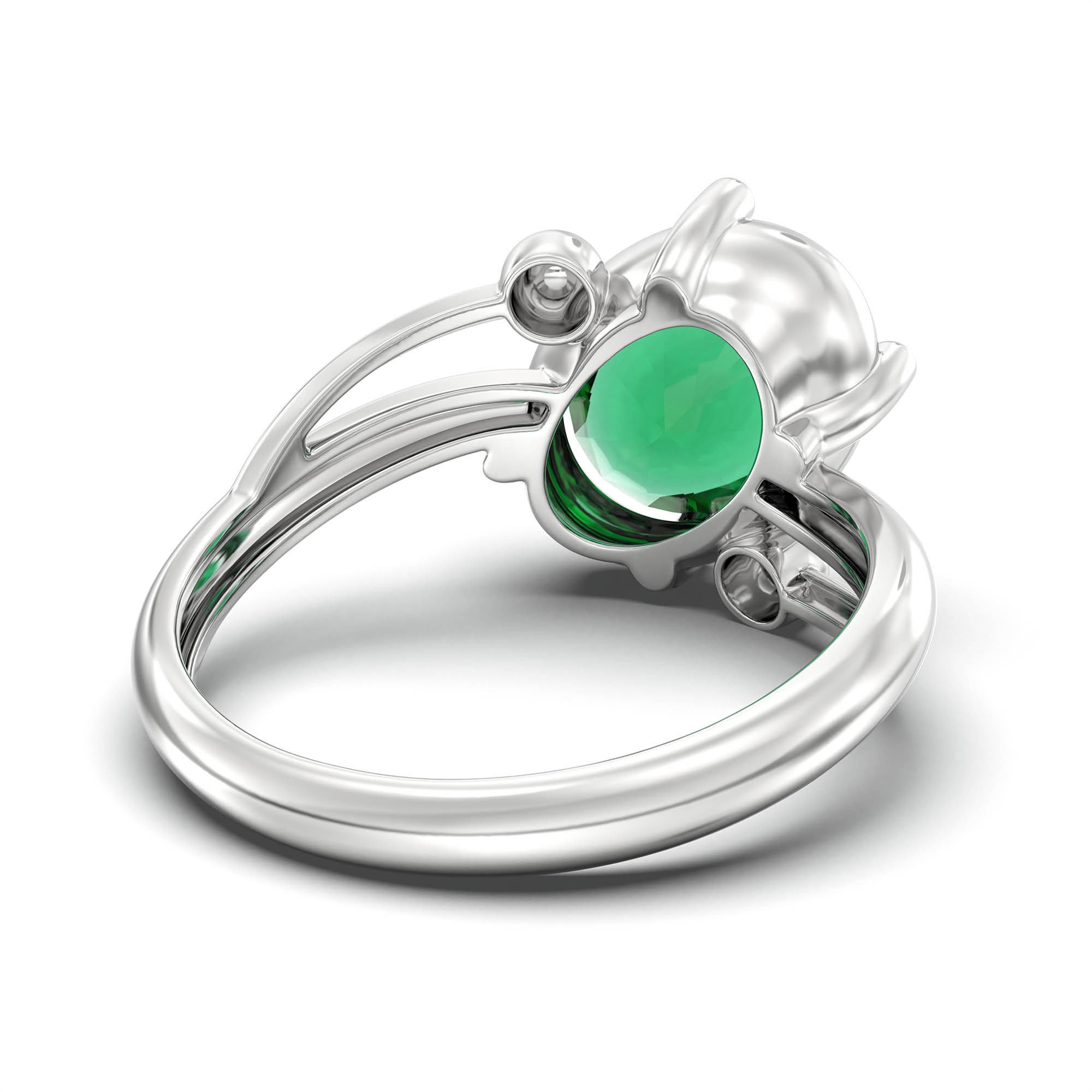 Emerald (Panna) Ring for Women in 925 Sterling Silver – Oval 11x8 mm, Prong Setting, 4 g (Design K14-5) thumbnail