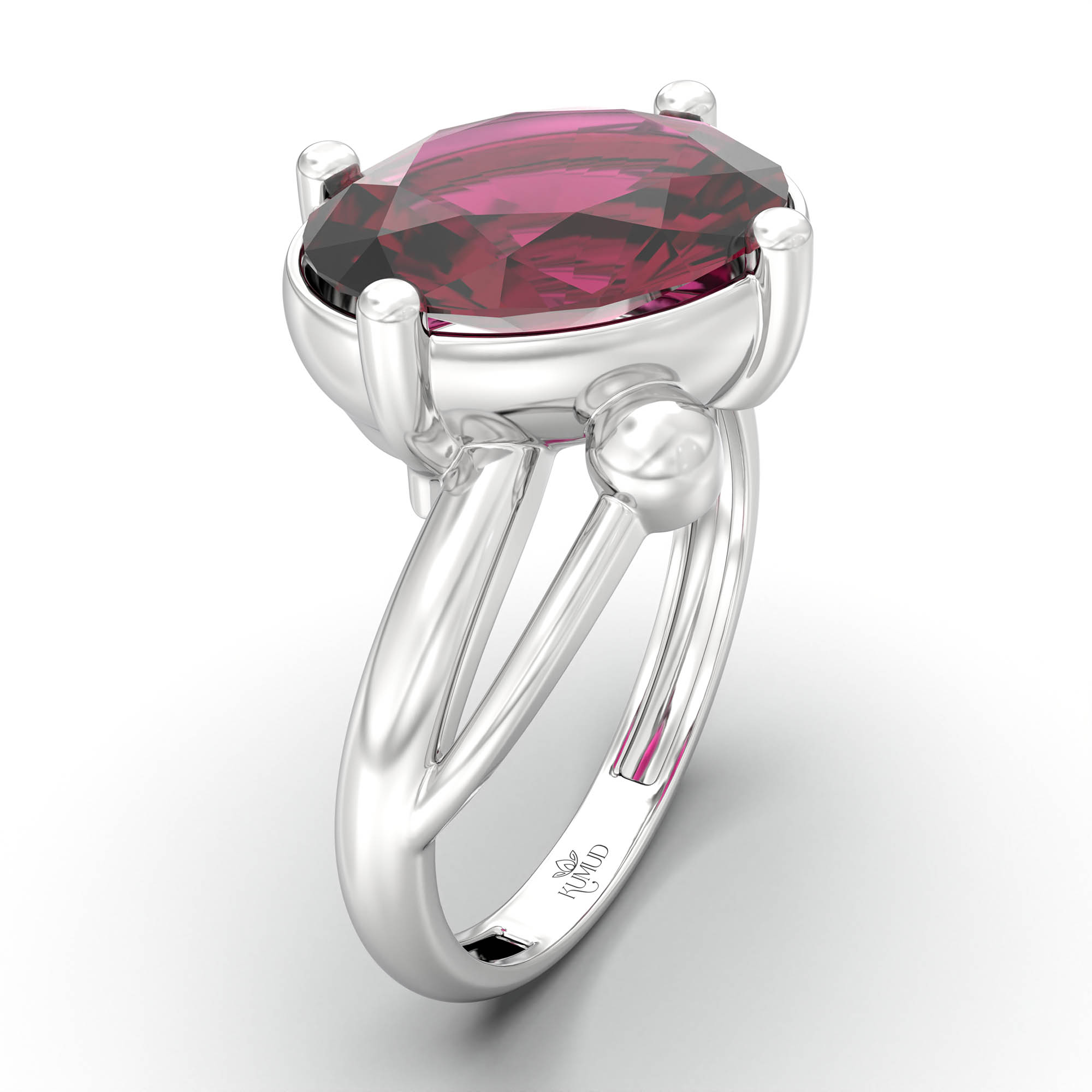 Ruby (Manik) Ring for Women in 925 Sterling Silver – Oval 11x8 mm, Prong Setting, 4 g (Design K14-5) thumbnail