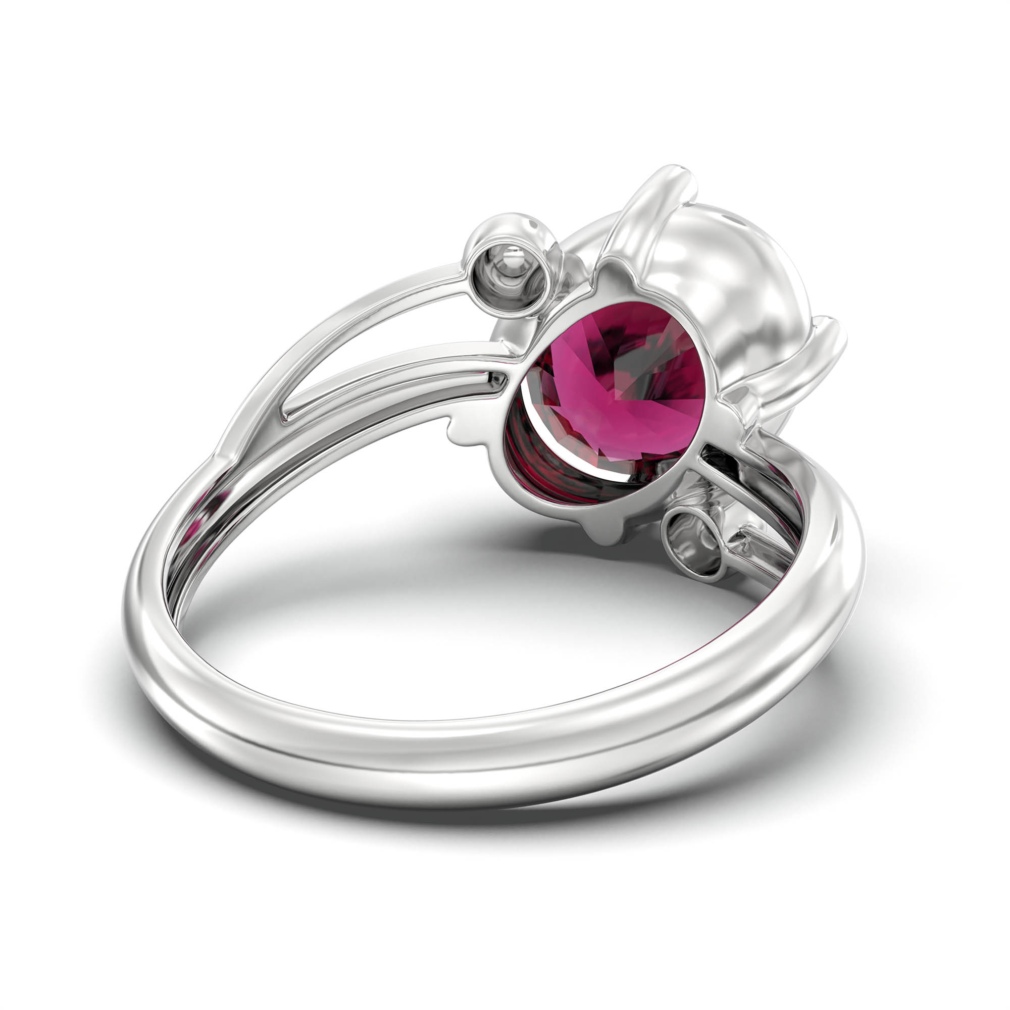 Ruby (Manik) Ring for Women in 925 Sterling Silver – Oval 11x8 mm, Prong Setting, 4 g (Design K14-5) thumbnail