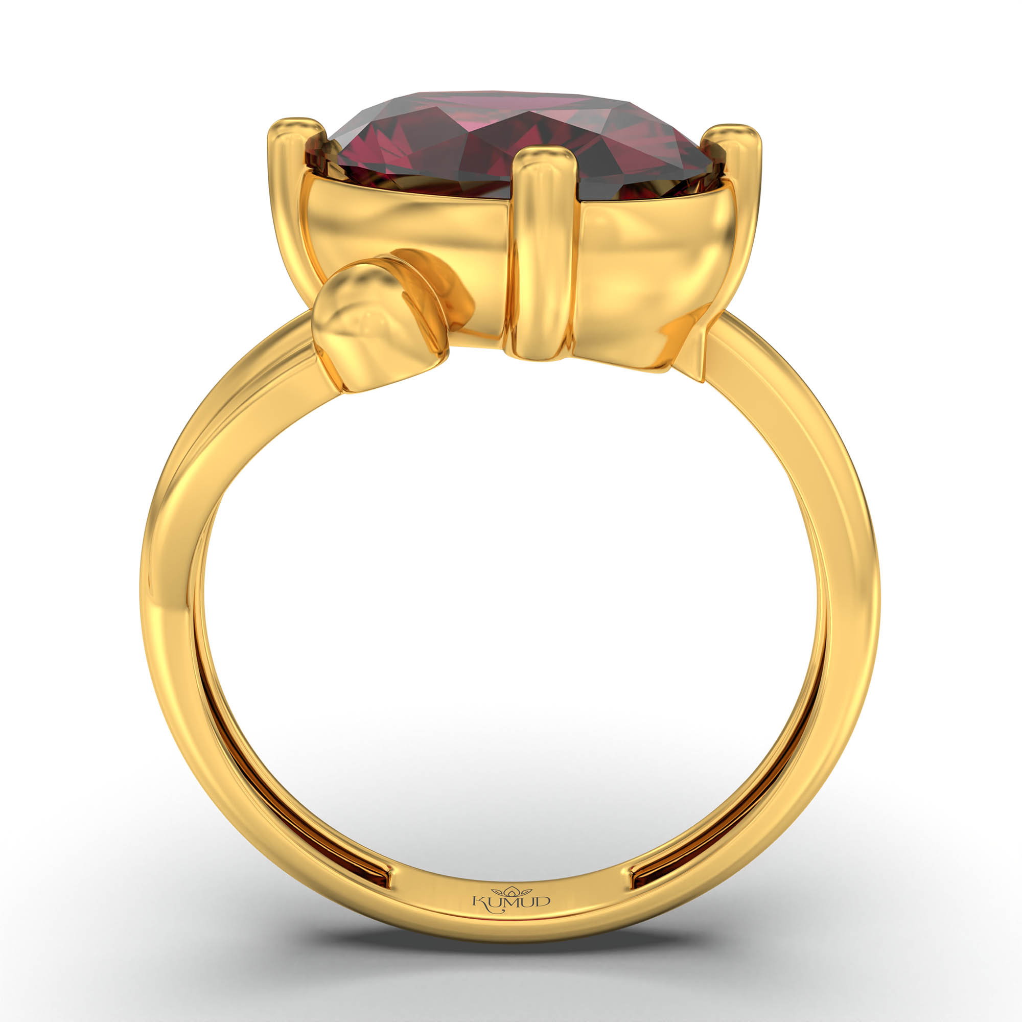 Ruby (Manik) Ring for Women in 22K Yellow Gold – Oval 11x8 mm, Prong Setting, 4 g (Design K14-5) thumbnail