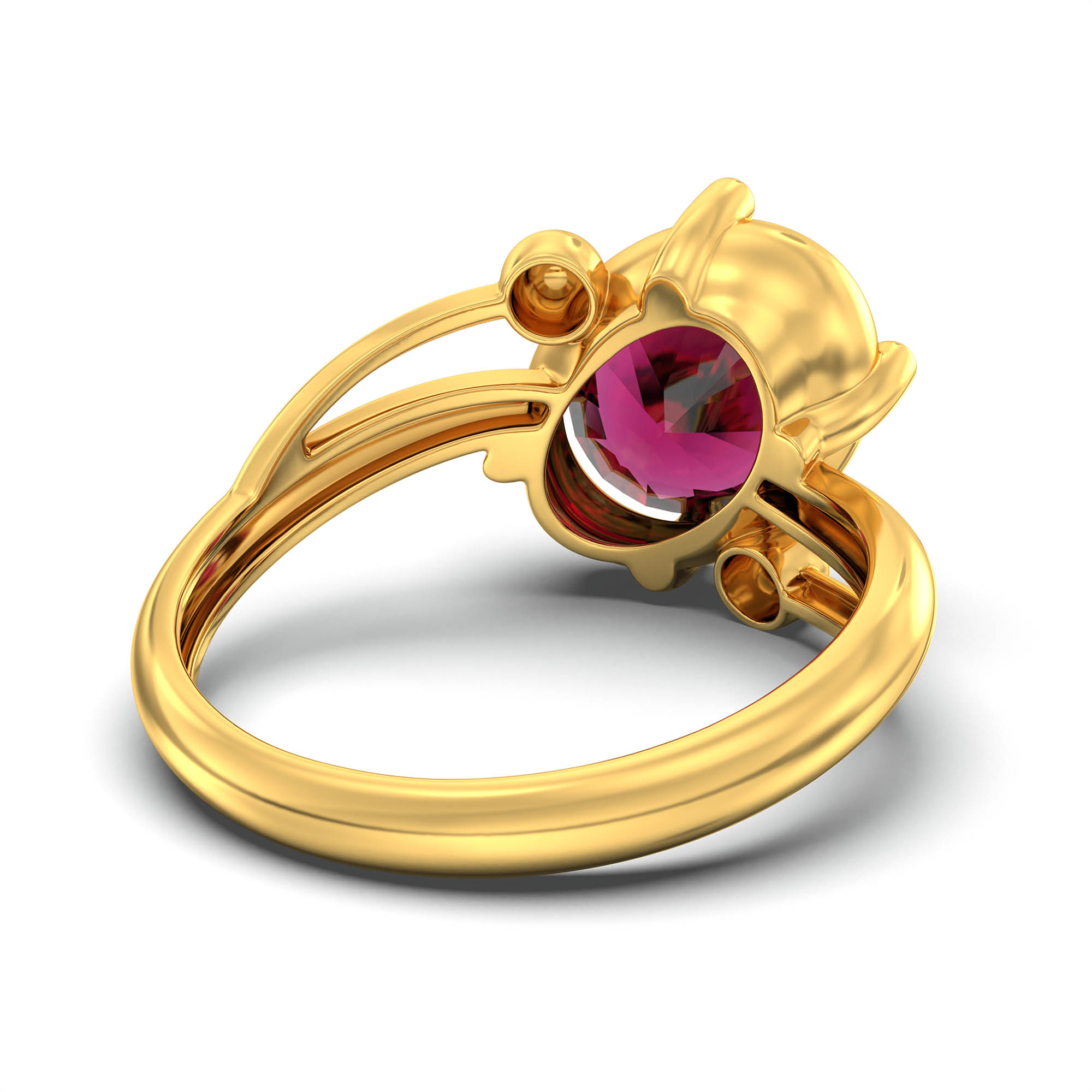 Ruby (Manik) Ring for Women in 22K Yellow Gold – Oval 11x8 mm, Prong Setting, 4 g (Design K14-5) thumbnail