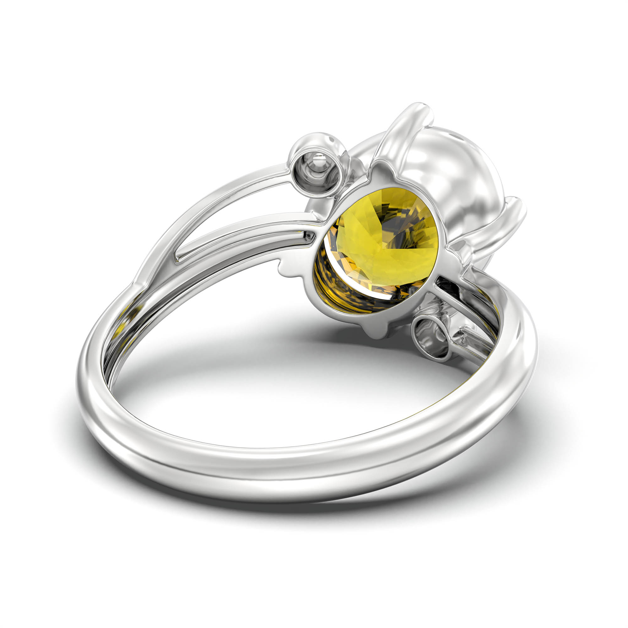 Yellow Sapphire (Pukhraj) Ring for Women in 925 Sterling Silver – Oval 11x8 mm, Prong Setting, 4 g (Design K14-5) thumbnail